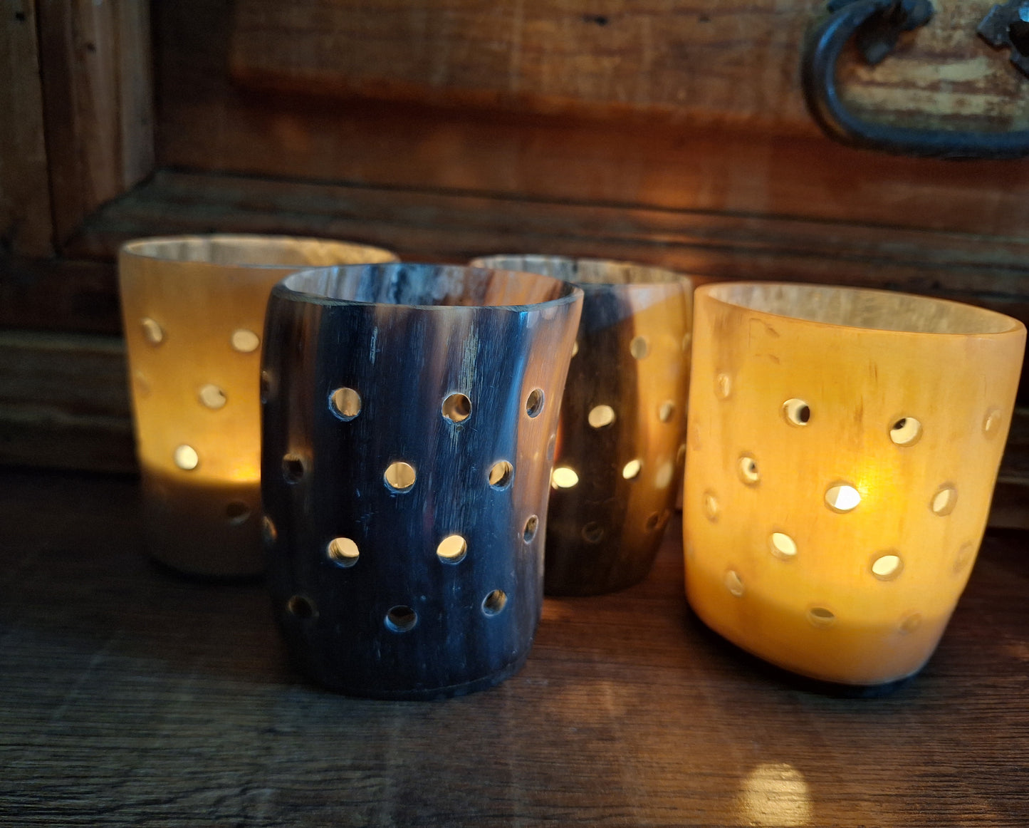 Cow horn candle holders