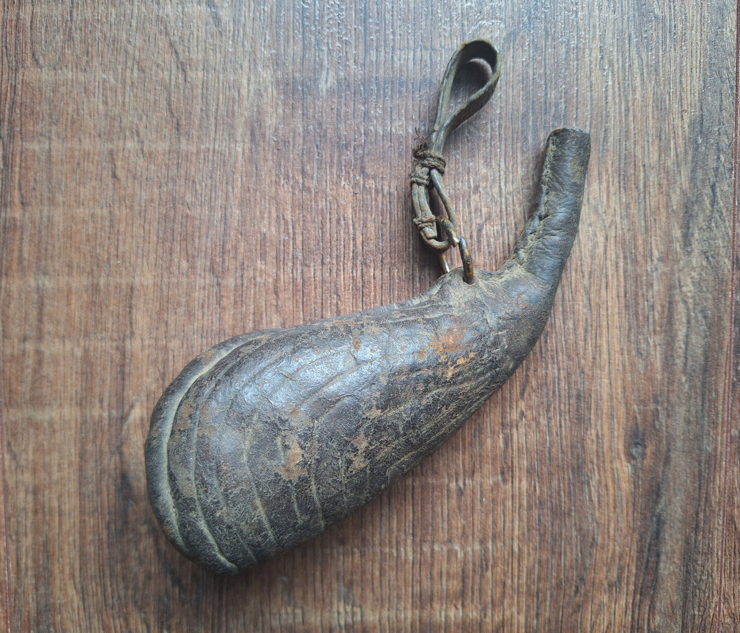 19th century Persian 'camel scrotum' powder flask