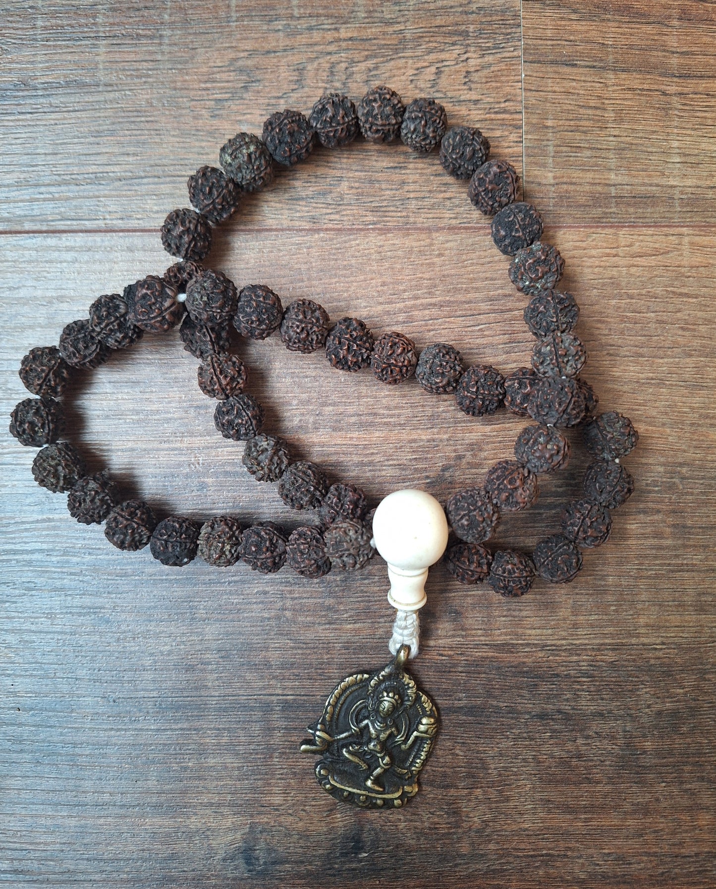 Vintage Nepalese rudraksha mala with Vajravarahi pendant