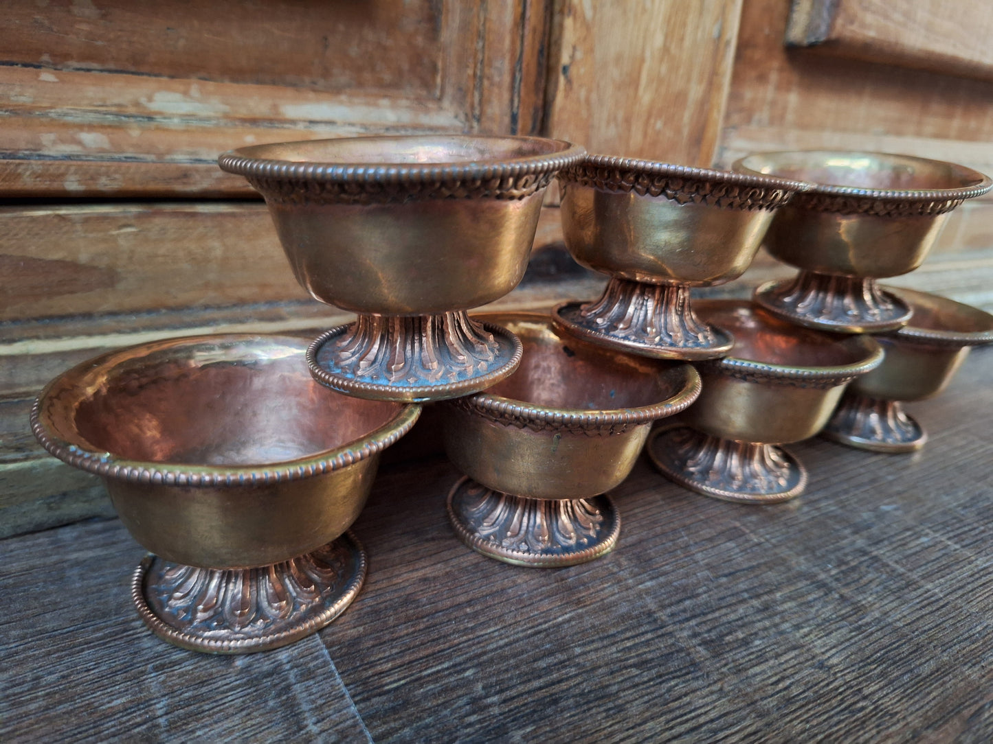 Vintage red copper offering bowl