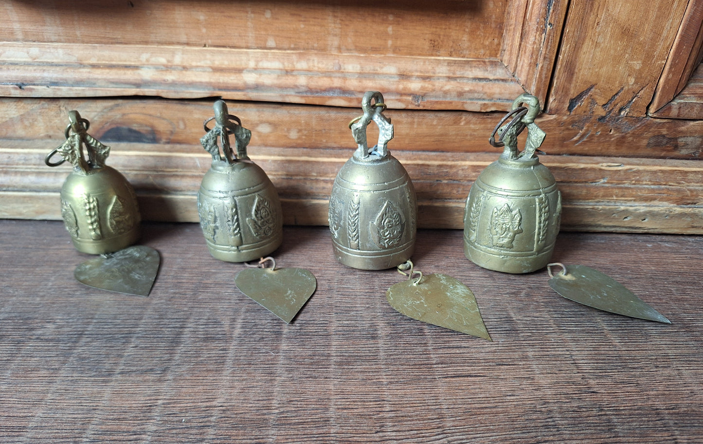 Vintage Thai Buddhist temple bells, set of 4
