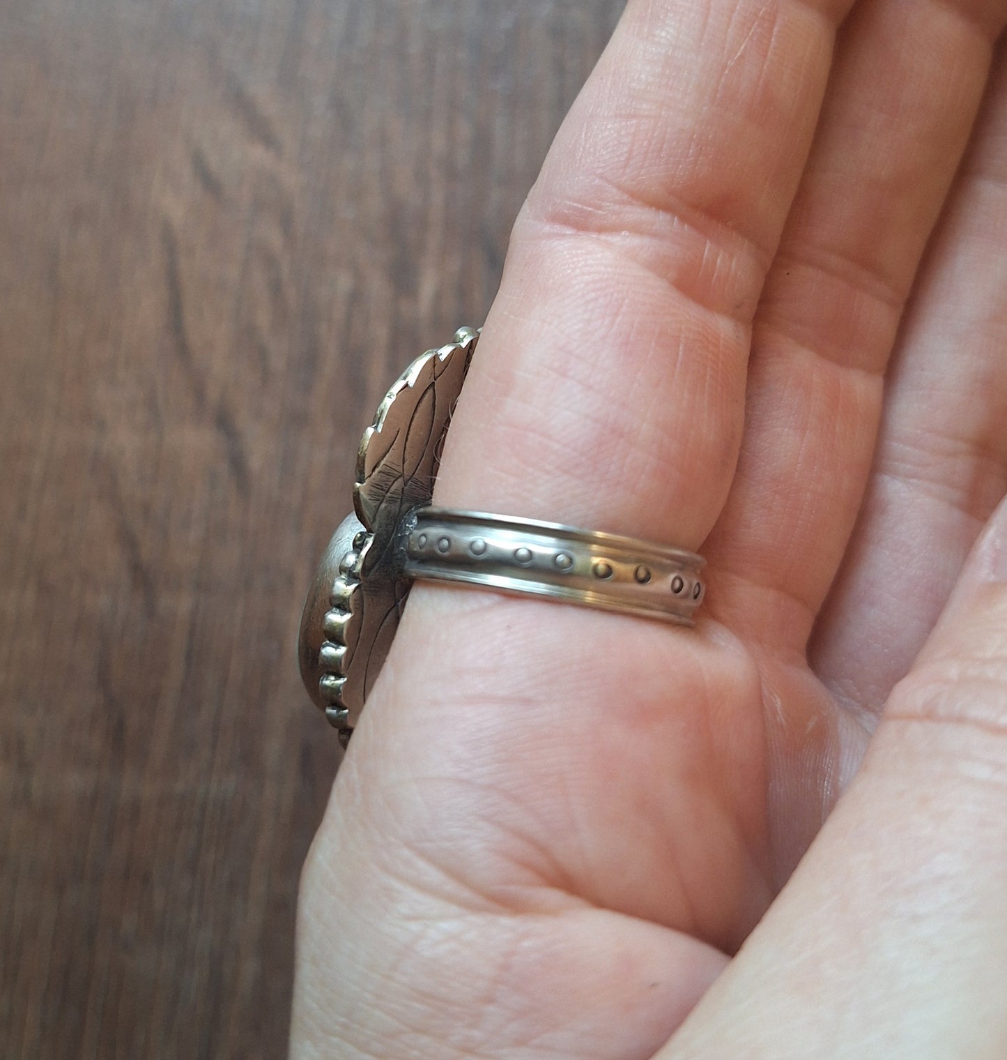 Vintage turquoise and Tibetan silver ring