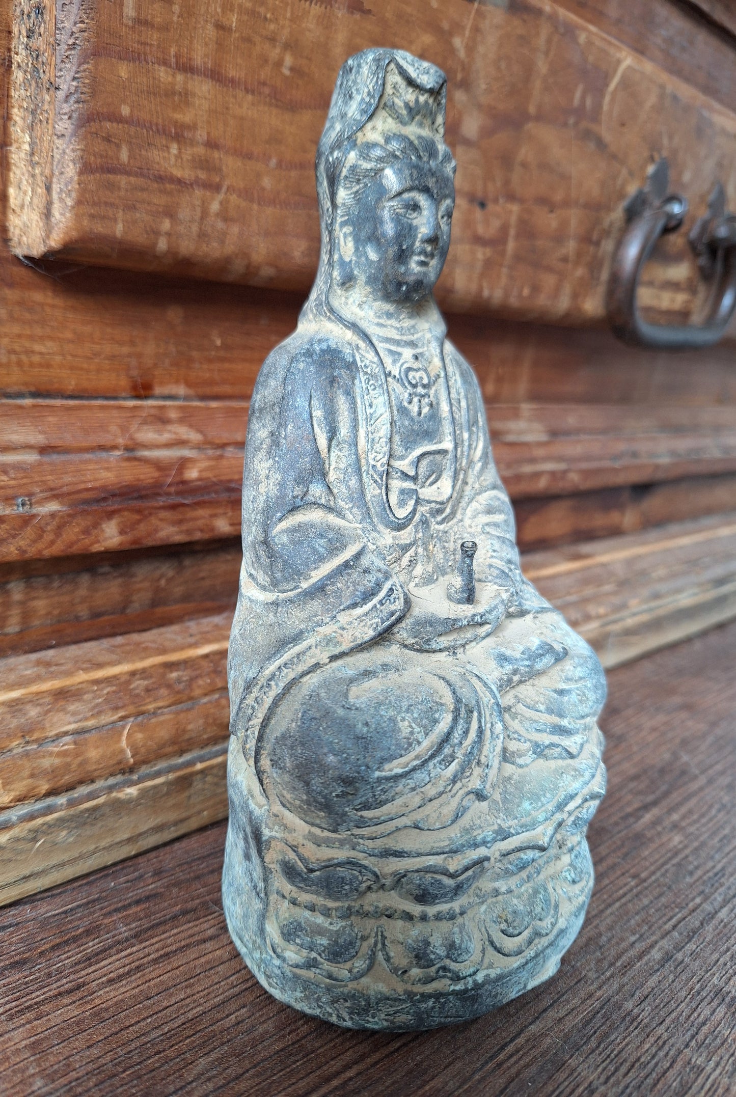 Old bronze Guanyin statue