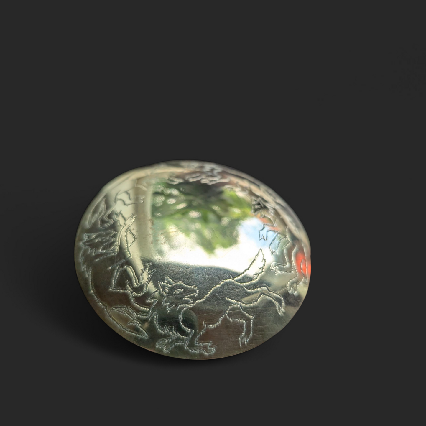 Spirit of the Wolf 8cm brass mirror