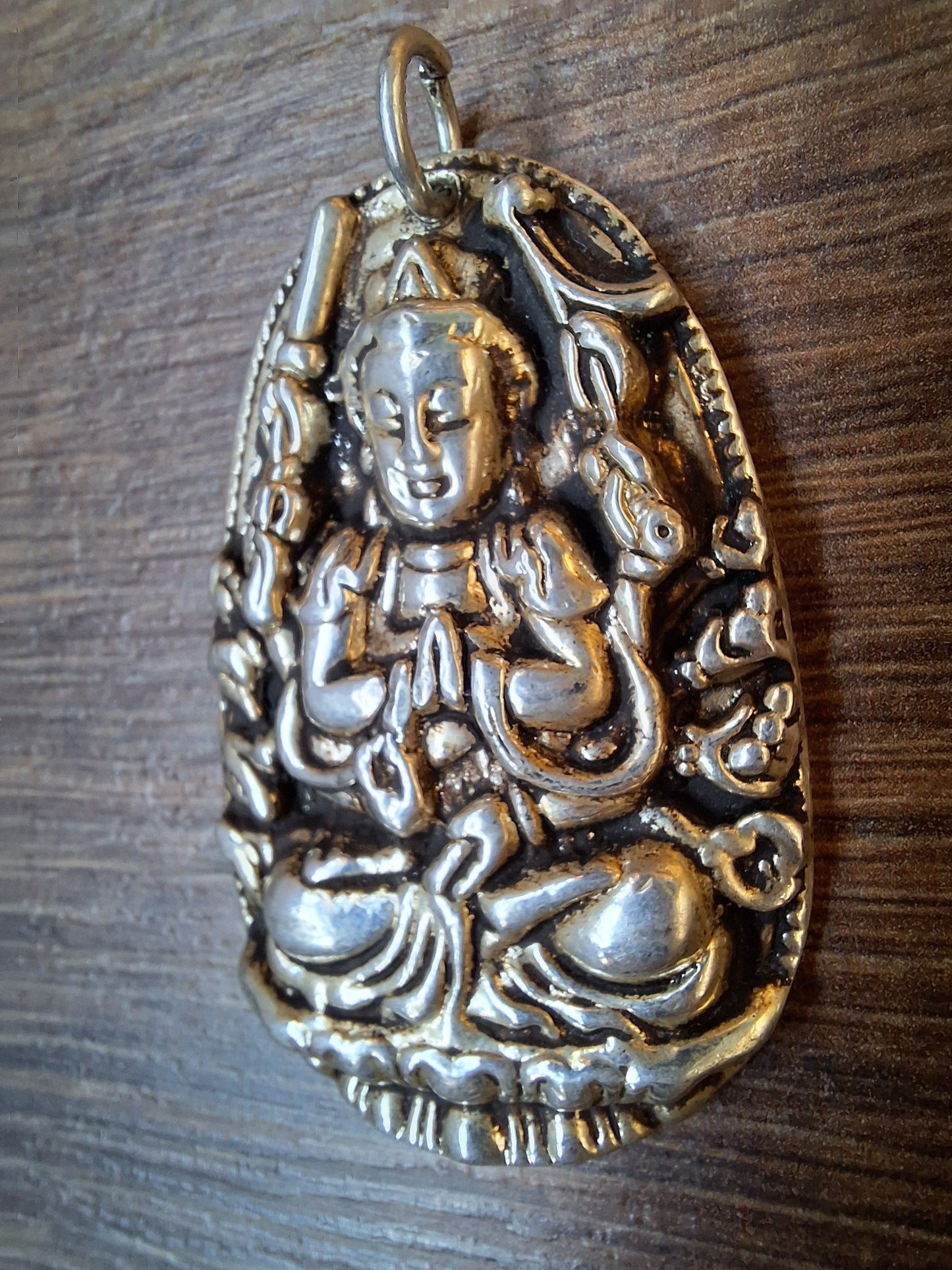 Vintage silver Guanyin pendant