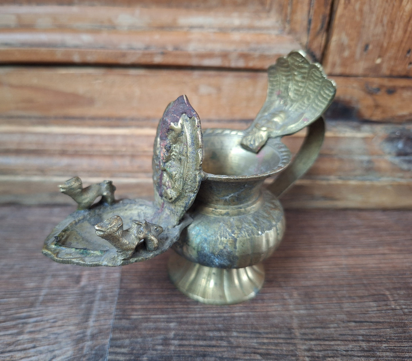 Vintage brass Nepalese sukunda oil lamp