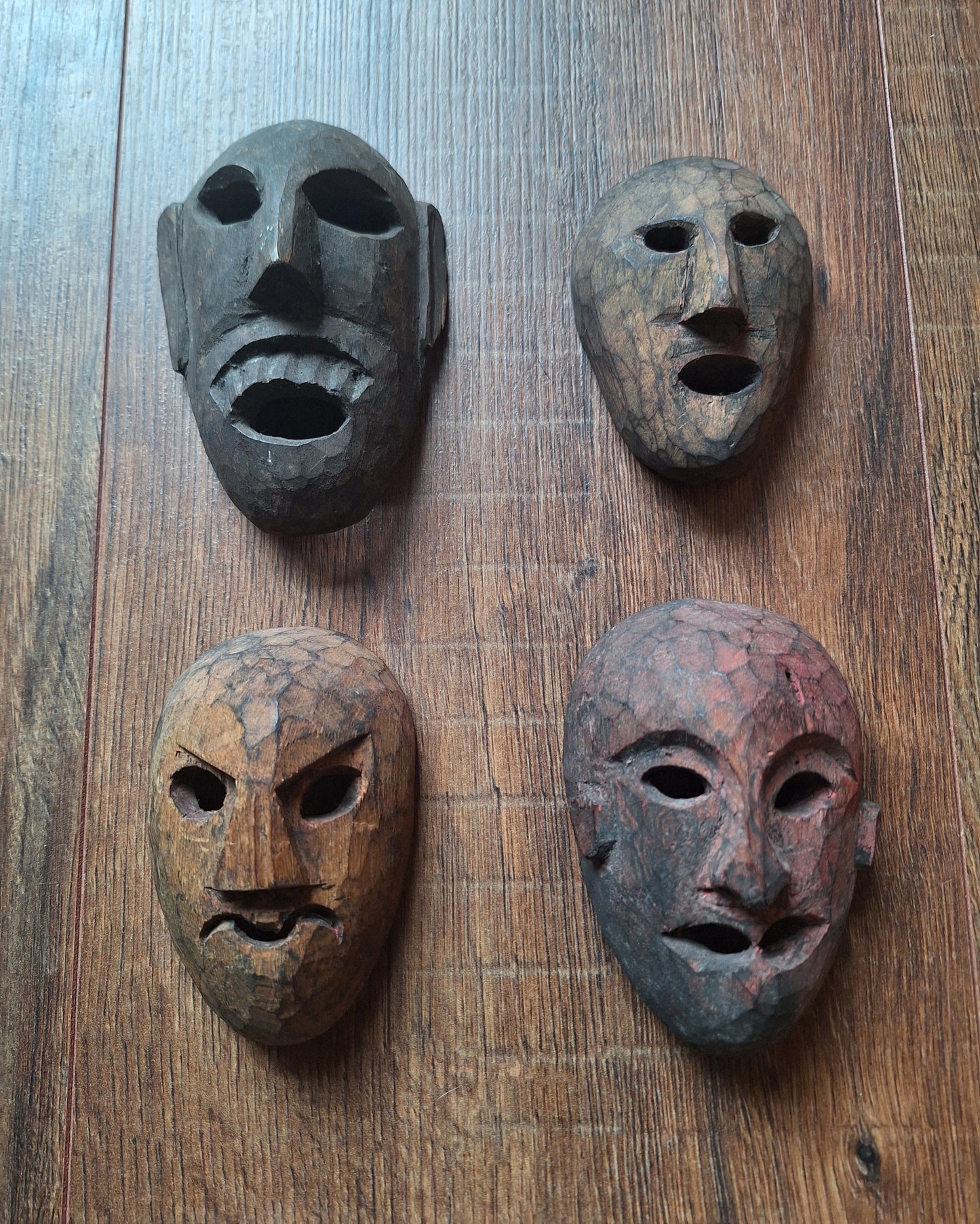 Vintage small wooden spirit masks