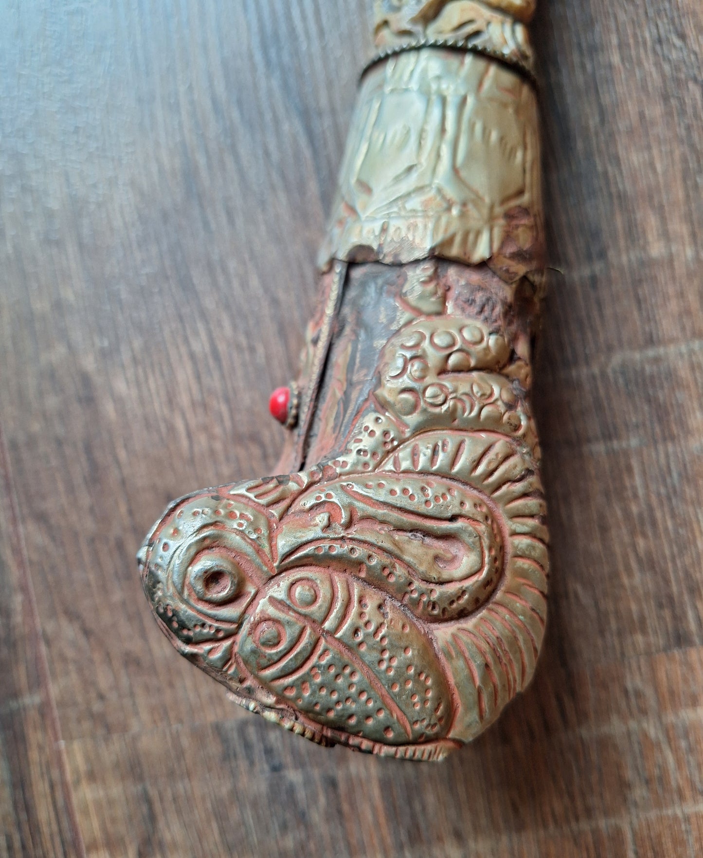 Vintage Tibetan Buddhist carved yak bone kangling