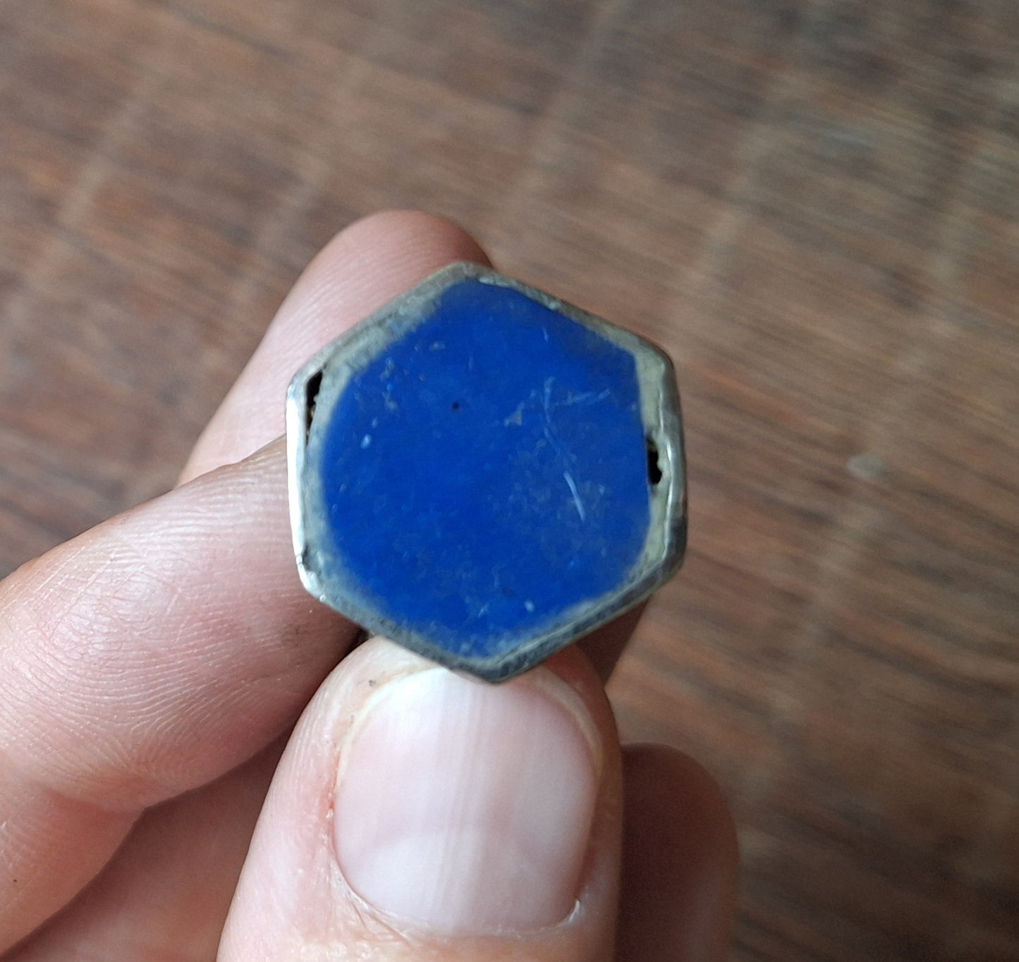 Vintage Kuchi tribal ring with lapis lazuli