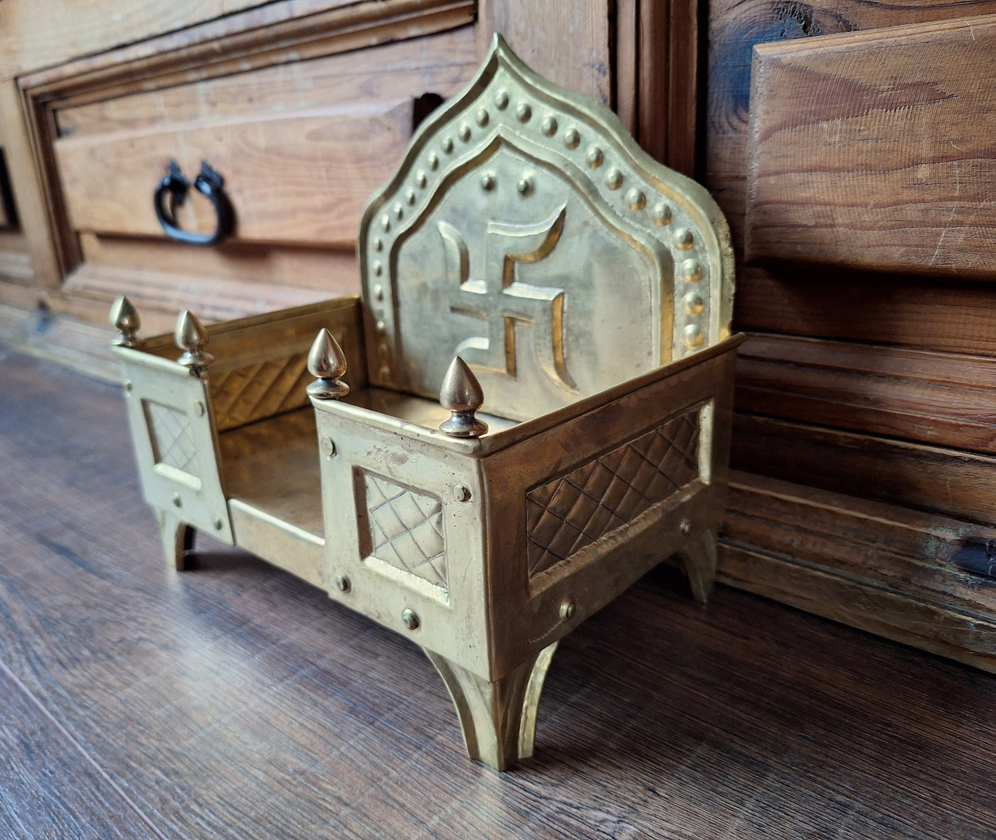 Vintage brass Singhasan home altar