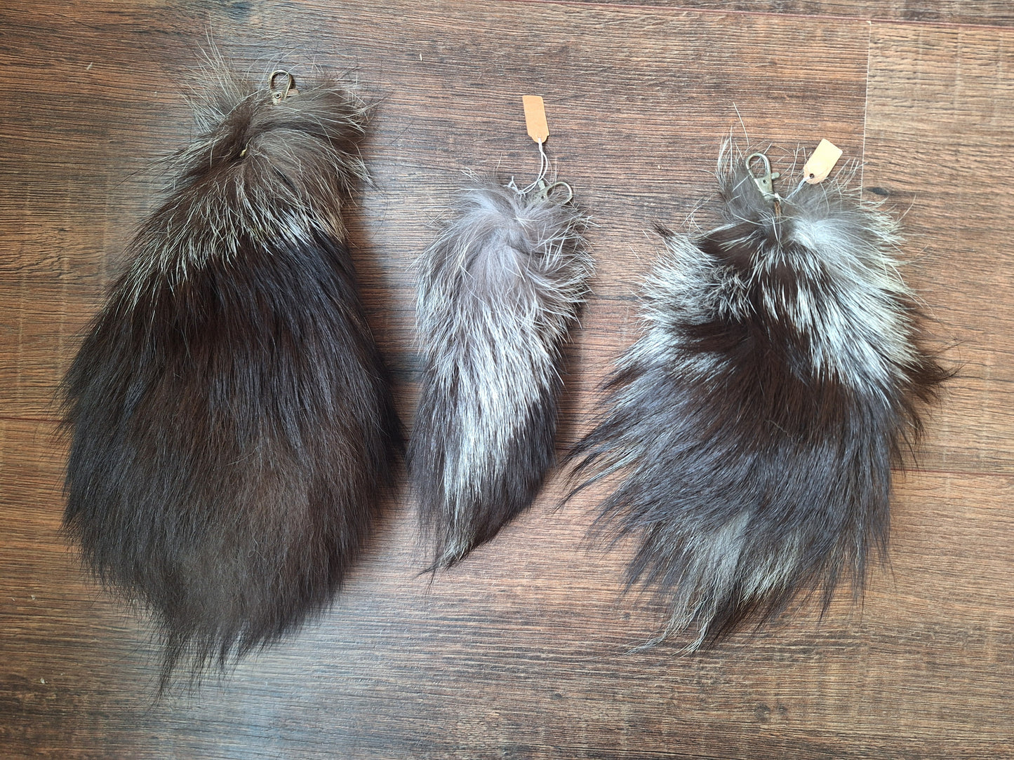 Silverfox tail tip keychains