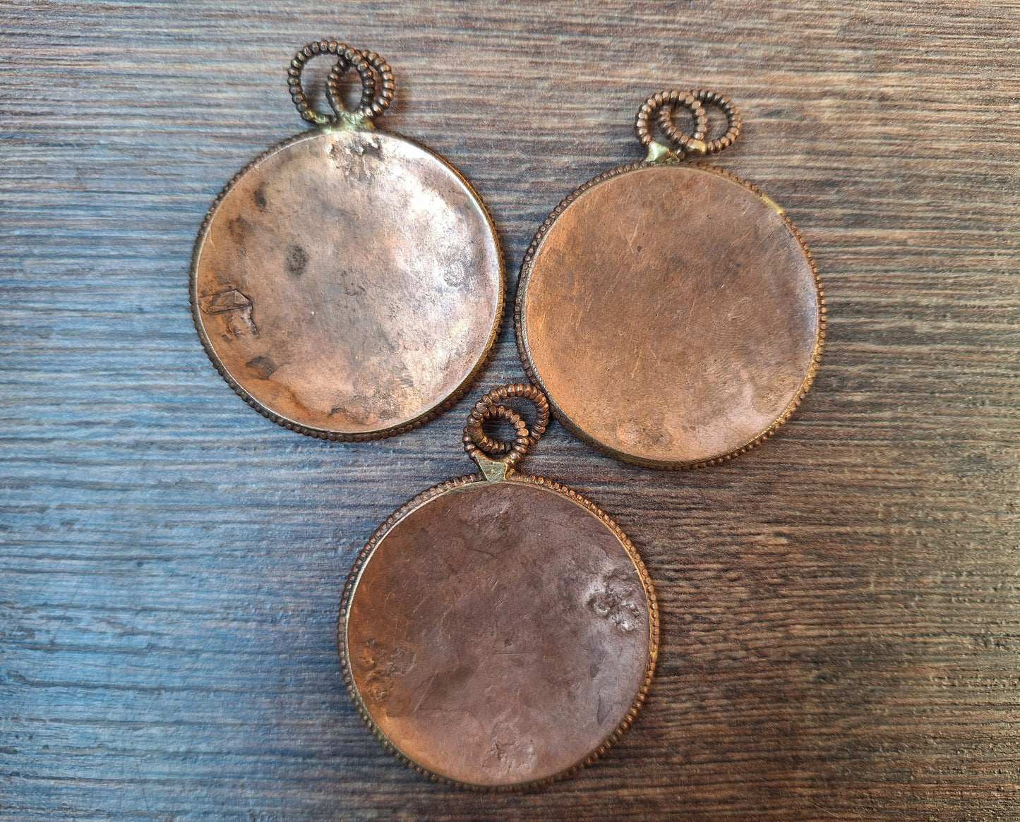 Vintage Tibetan red copper mirror Dzogchen 45 millimeters