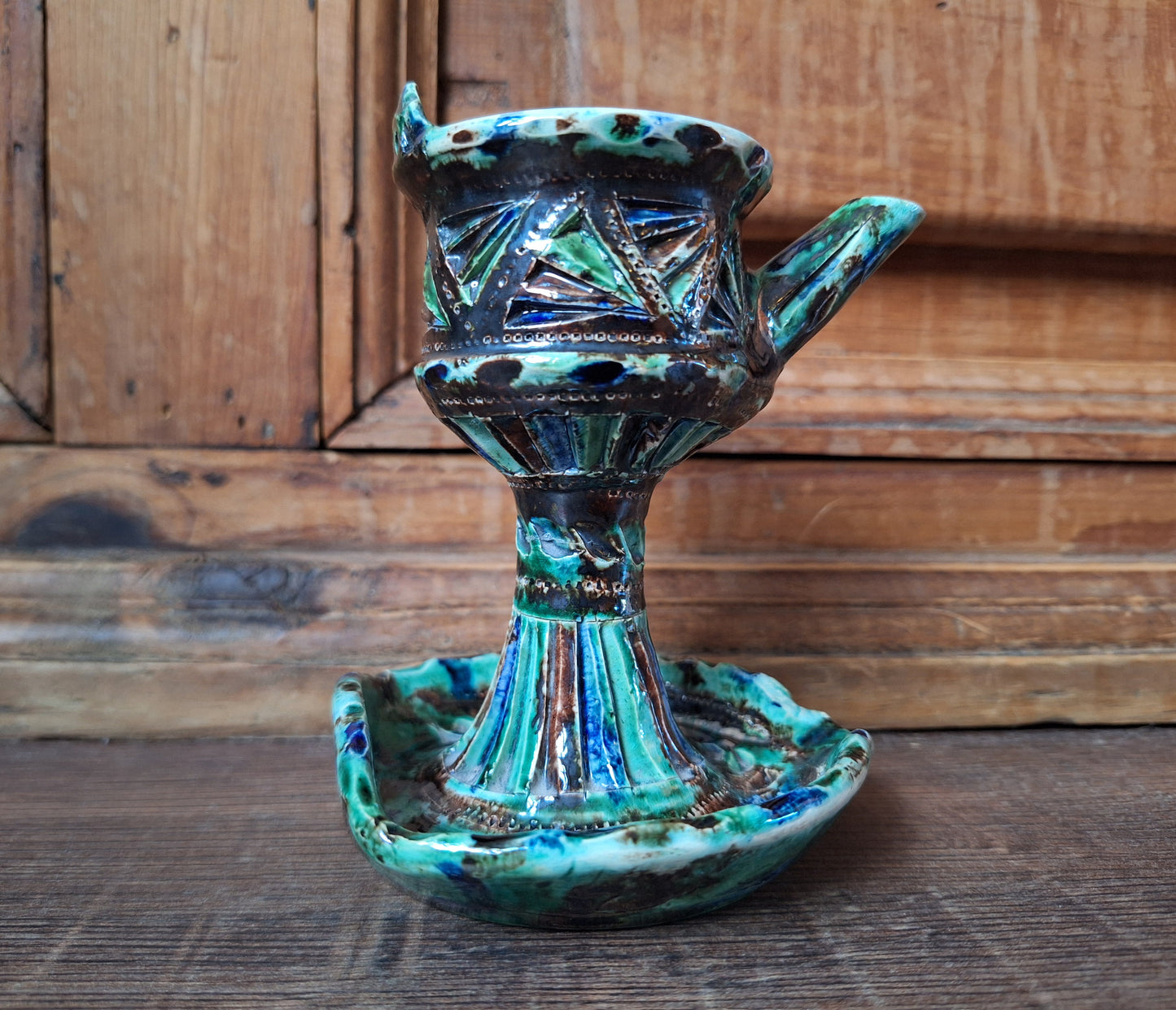 Vintage Frysian ceramic oil lamp