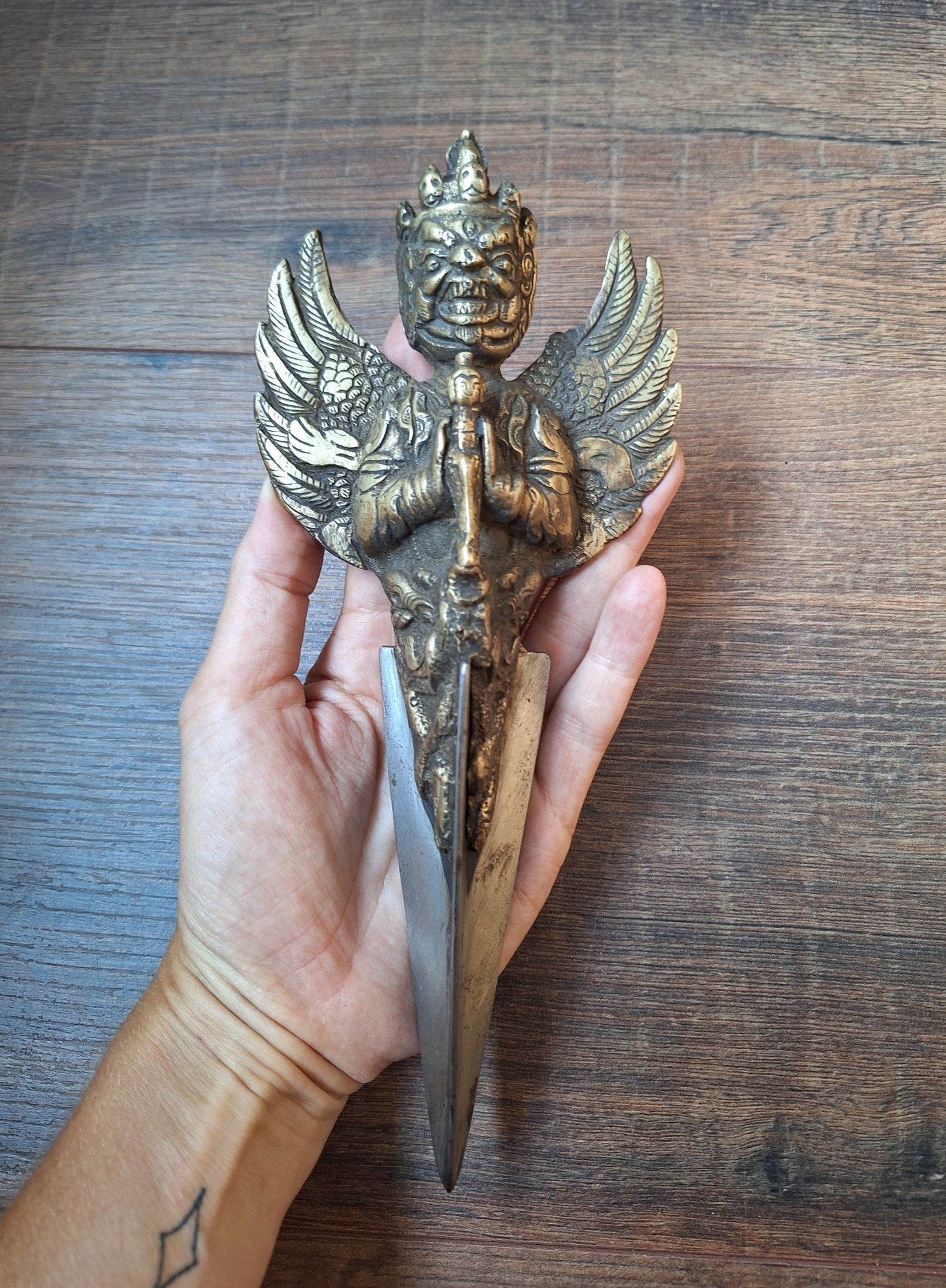 Vintage brass and iron Vajrakilaya phurba
