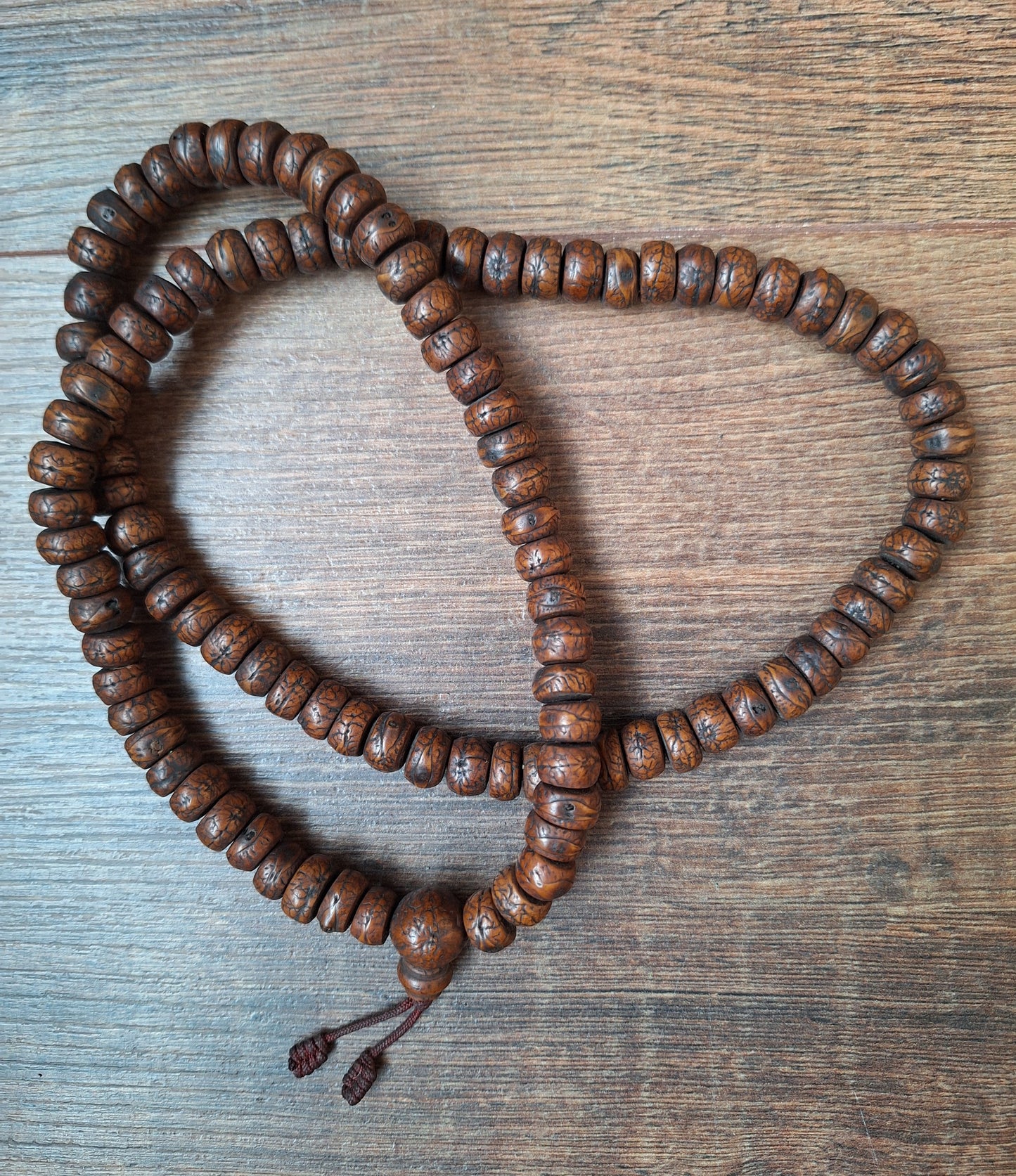 Vintage Nepalese polished rudraksha mala
