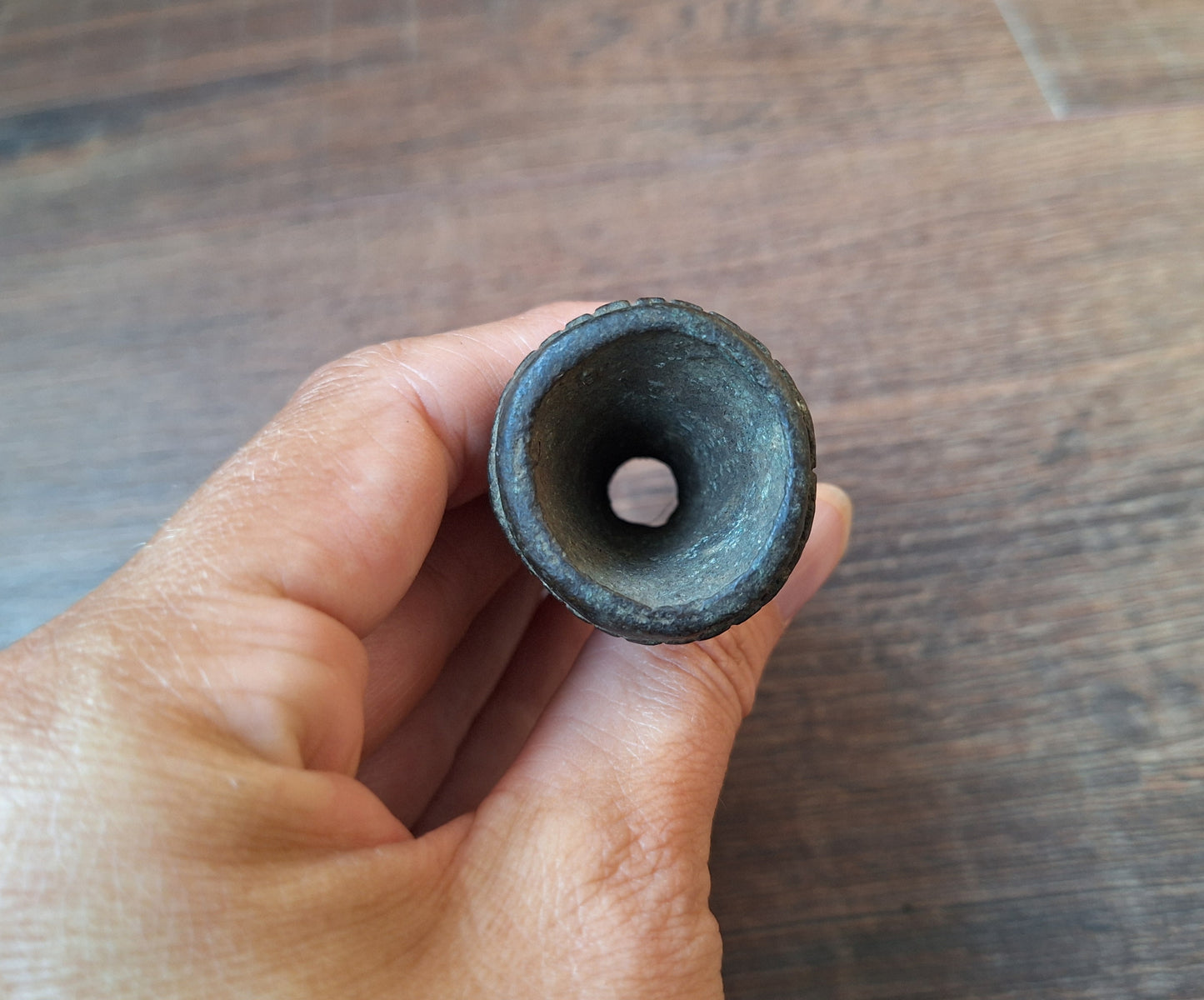 Antique bronze chillum pipe #2