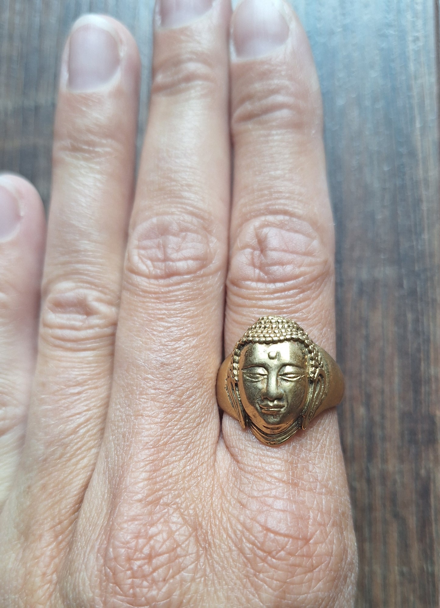 Brass ring Buddha