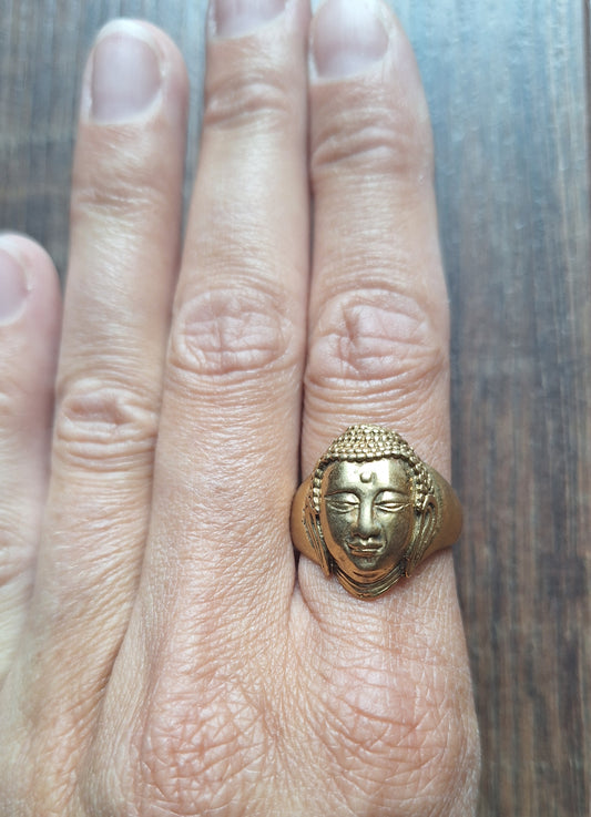 Brass ring Buddha