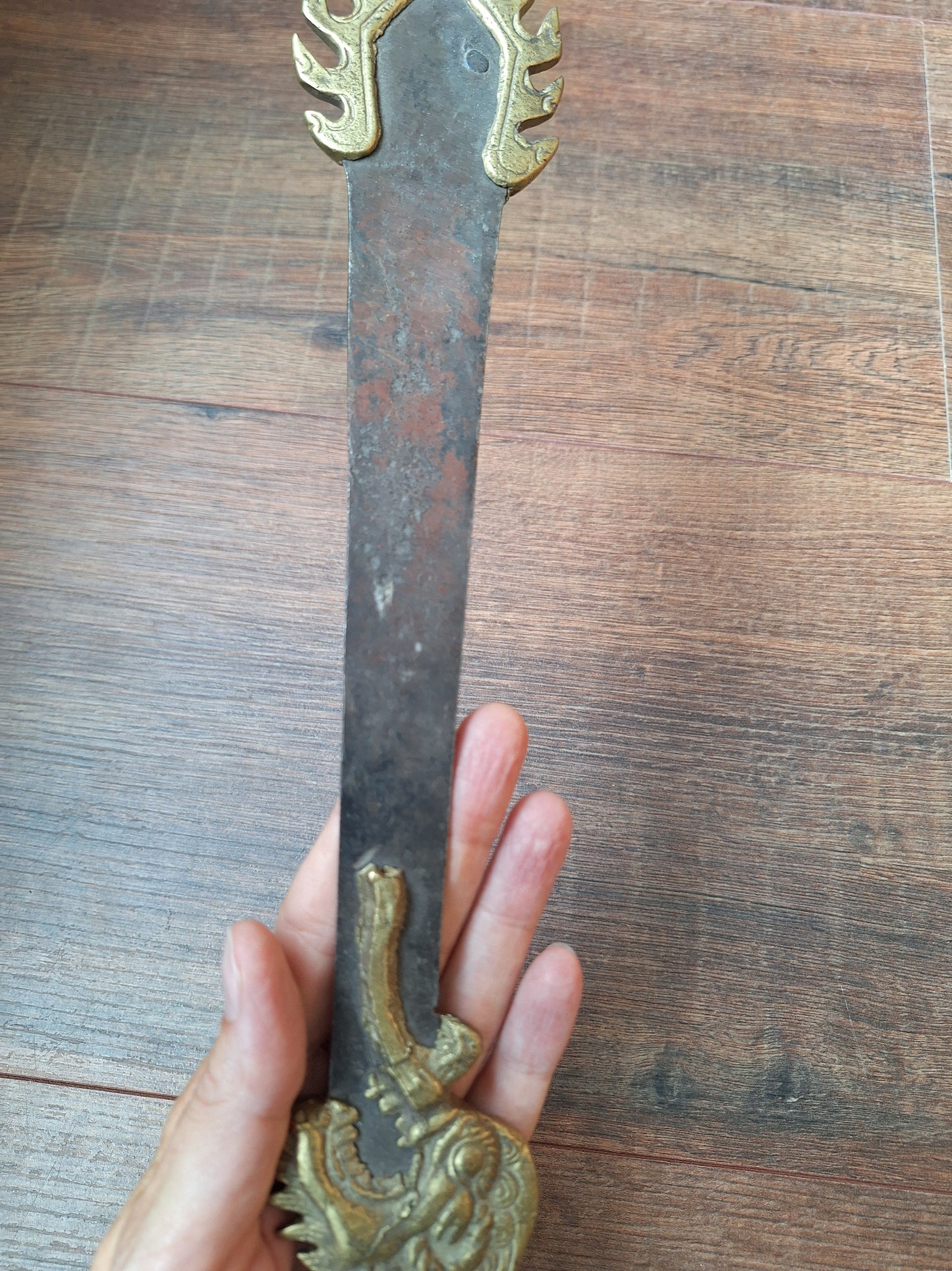 Vintage Tibetan iron and brass khadga #1