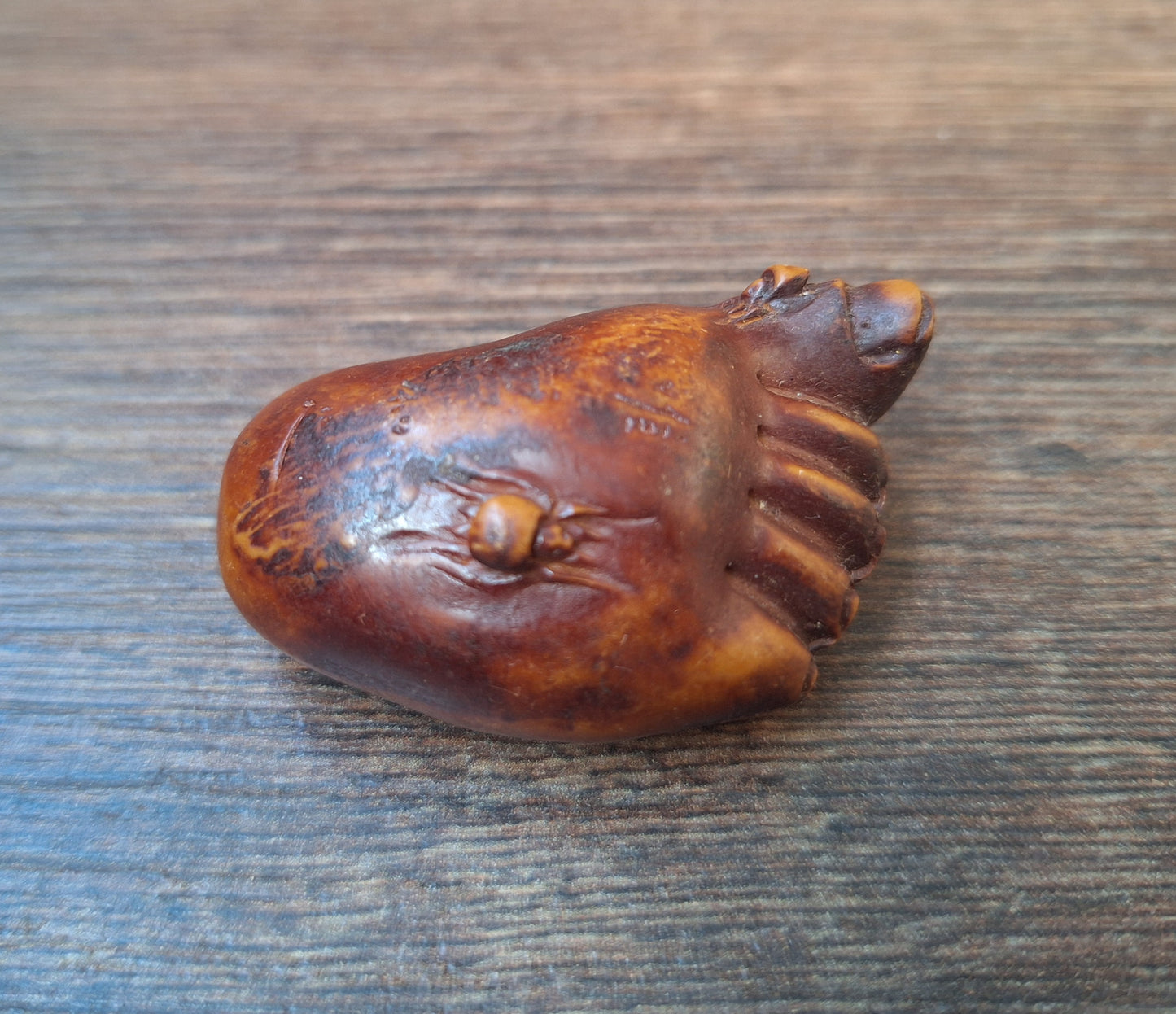 Resin netsuke pendant foot with spiders