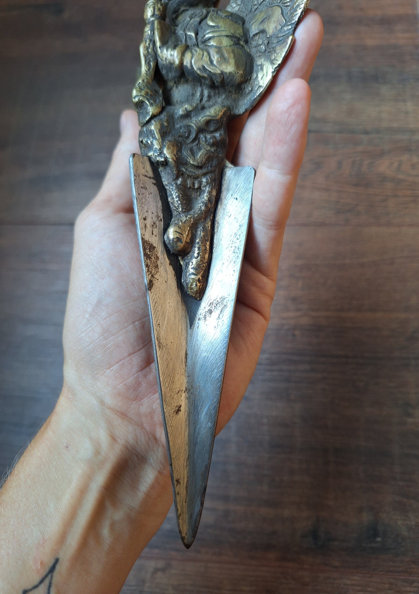 Vintage brass and iron Vajrakilaya phurba