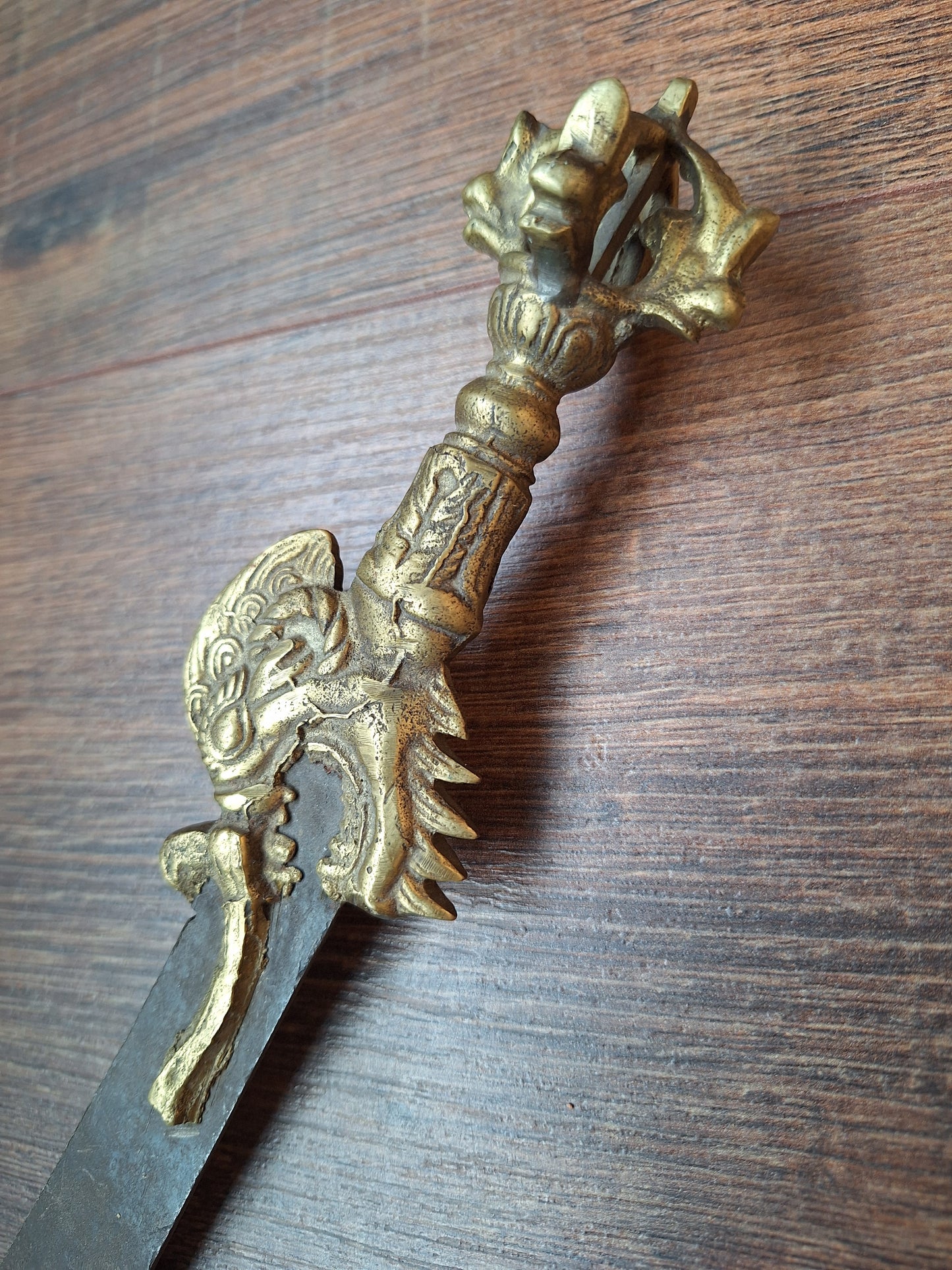 Vintage Tibetan iron and brass khadga #1