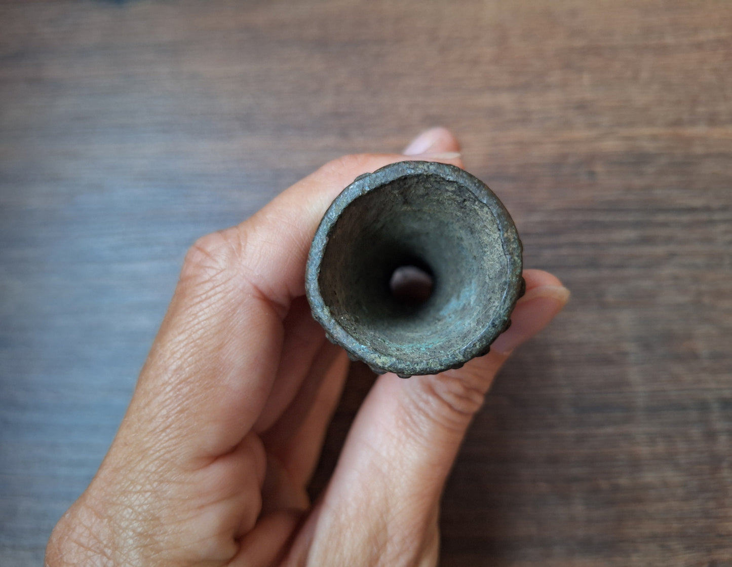 Antique bronze chillum pipe #1