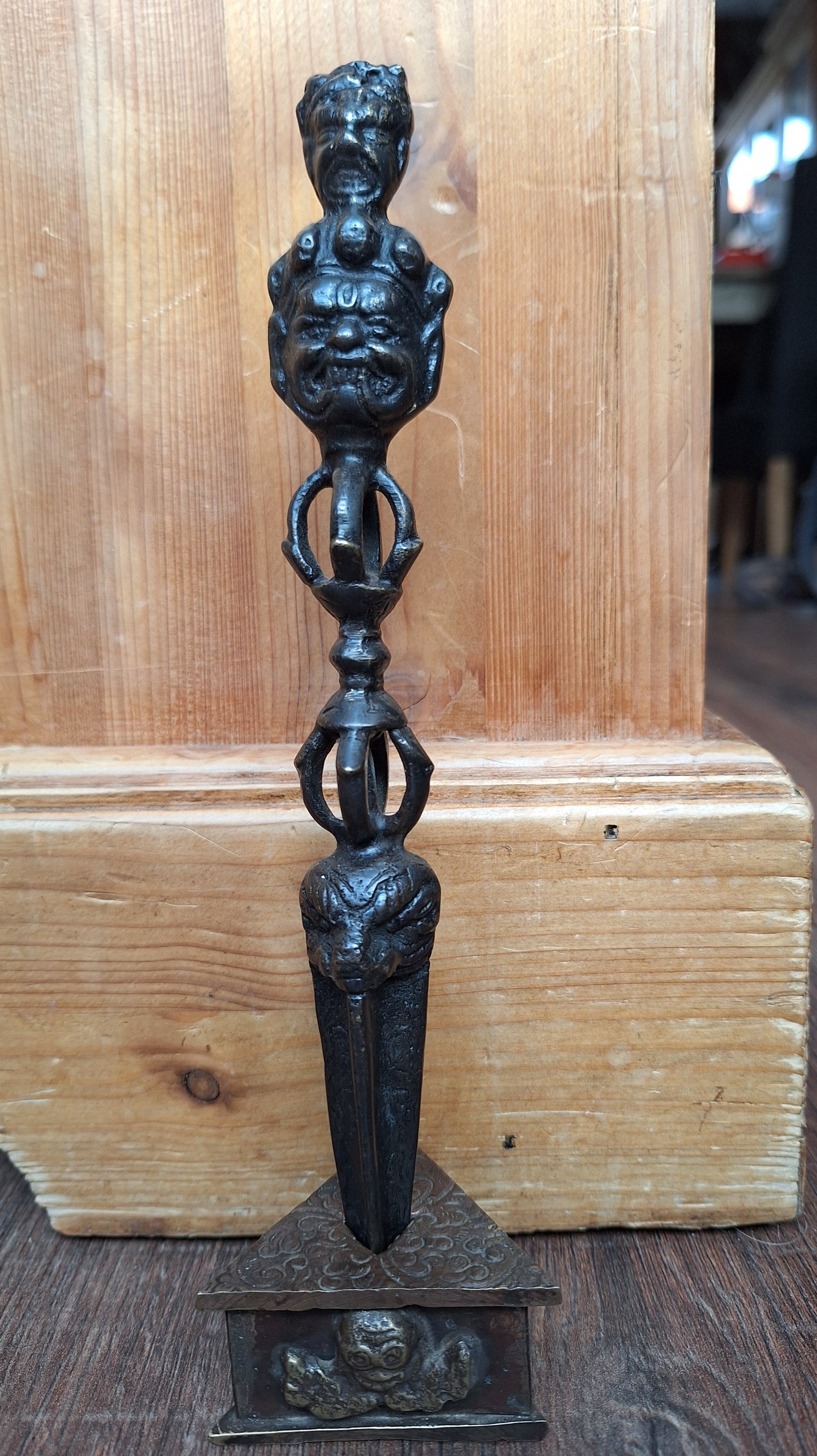 Vintage bronze phurba #11, with stand