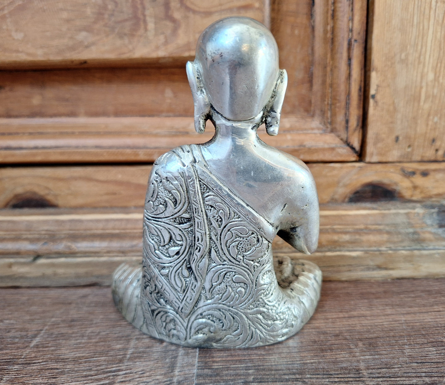 Vintage white metal Shakyamuni Buddha statue