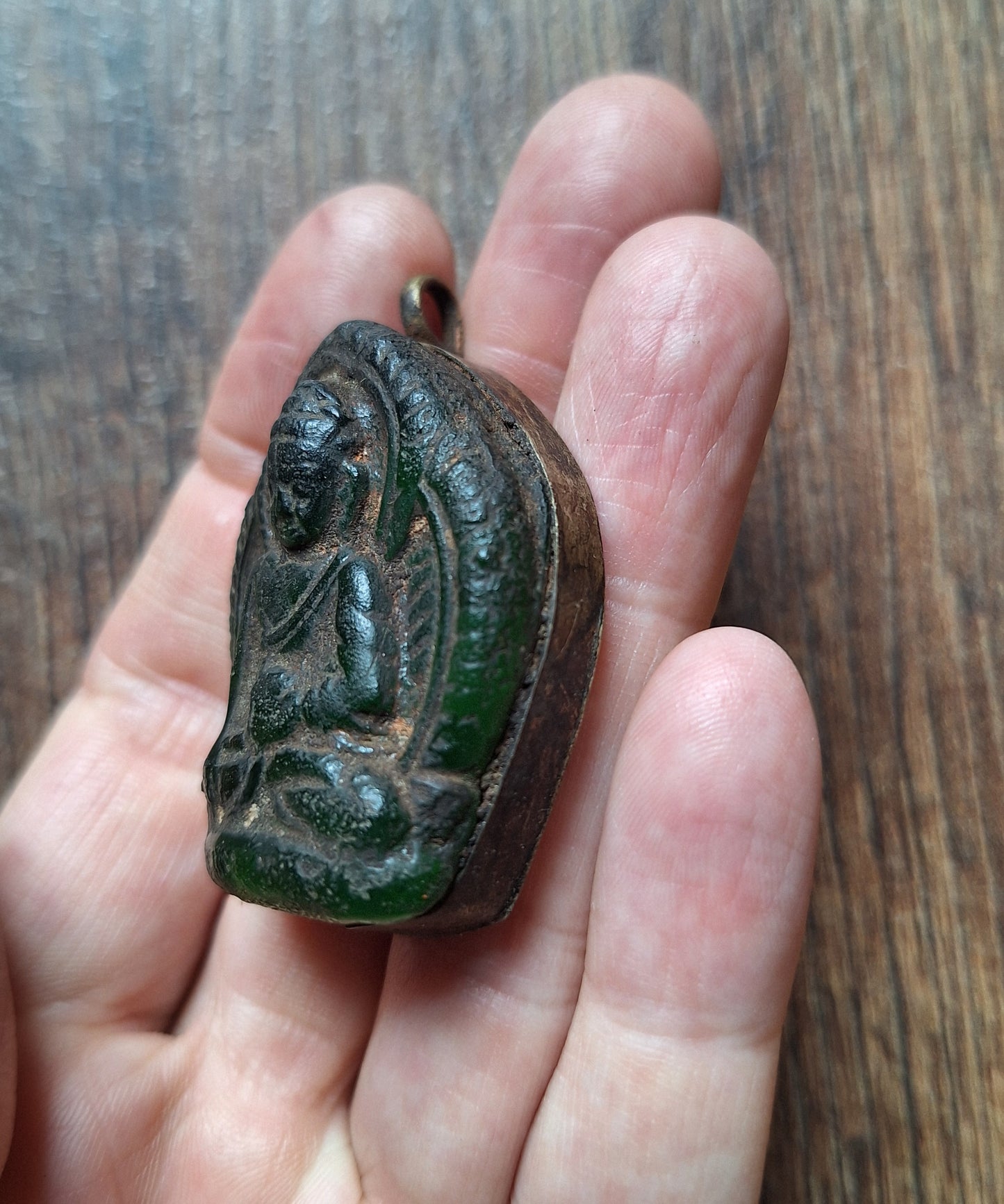 Vintage Nepalese glass pendant Shakyamuni Buddha
