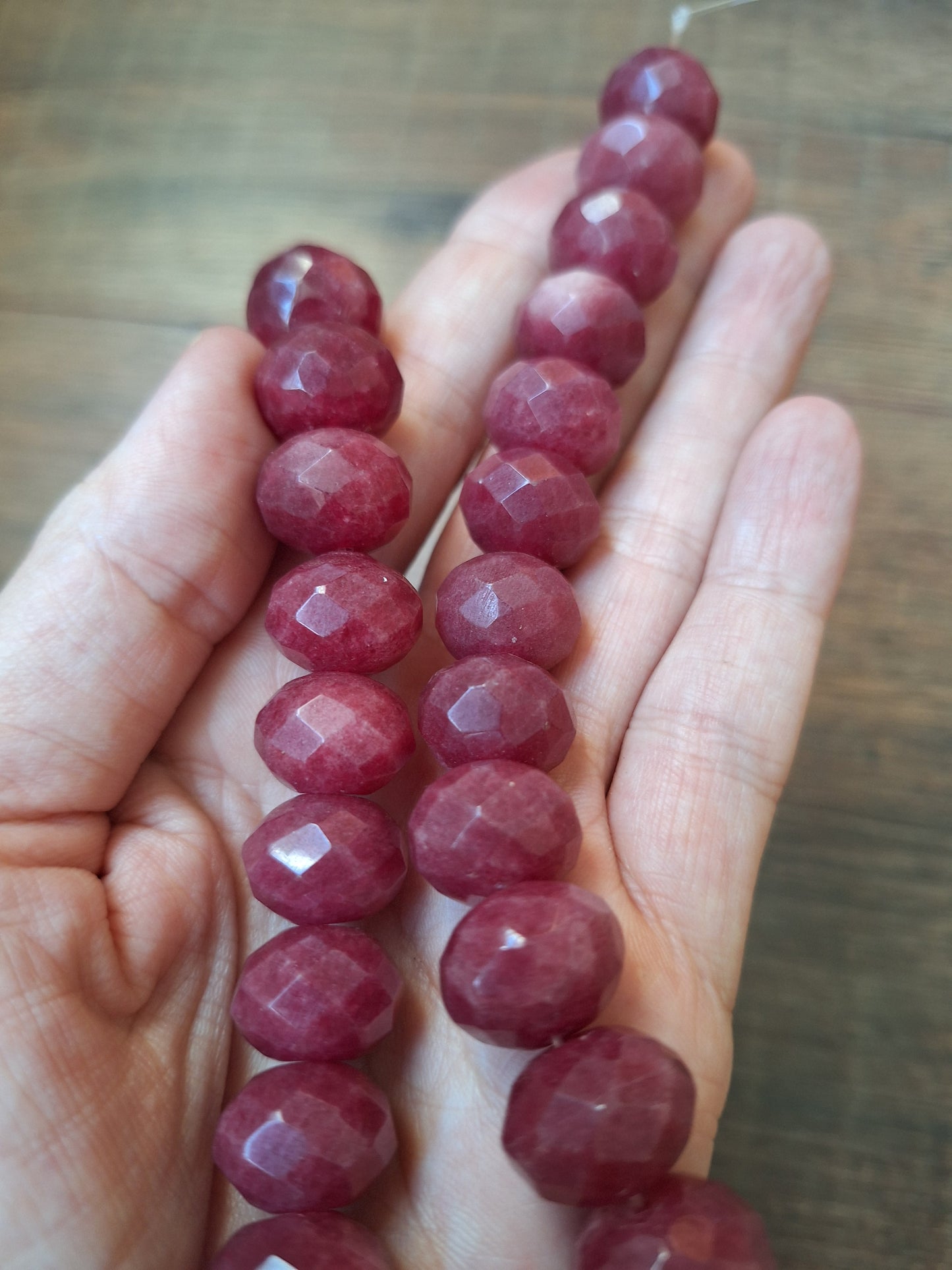Faceted ruby bead strand