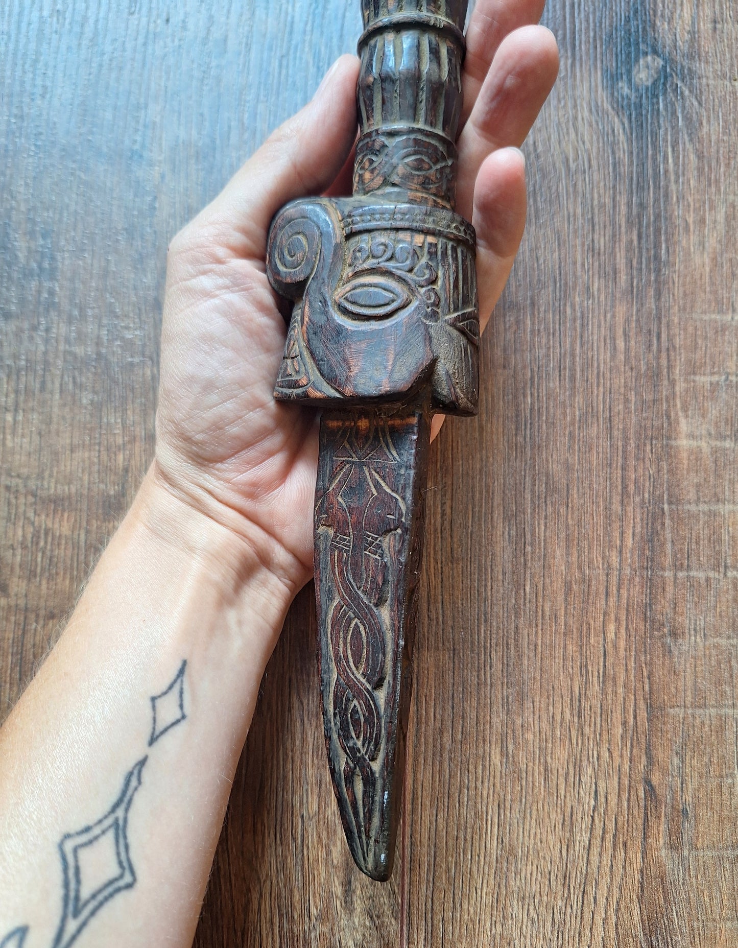 Vintage Nepalese dhyangro drum handle #2