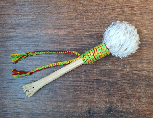 Horse hide and roe deer leg bone rattle