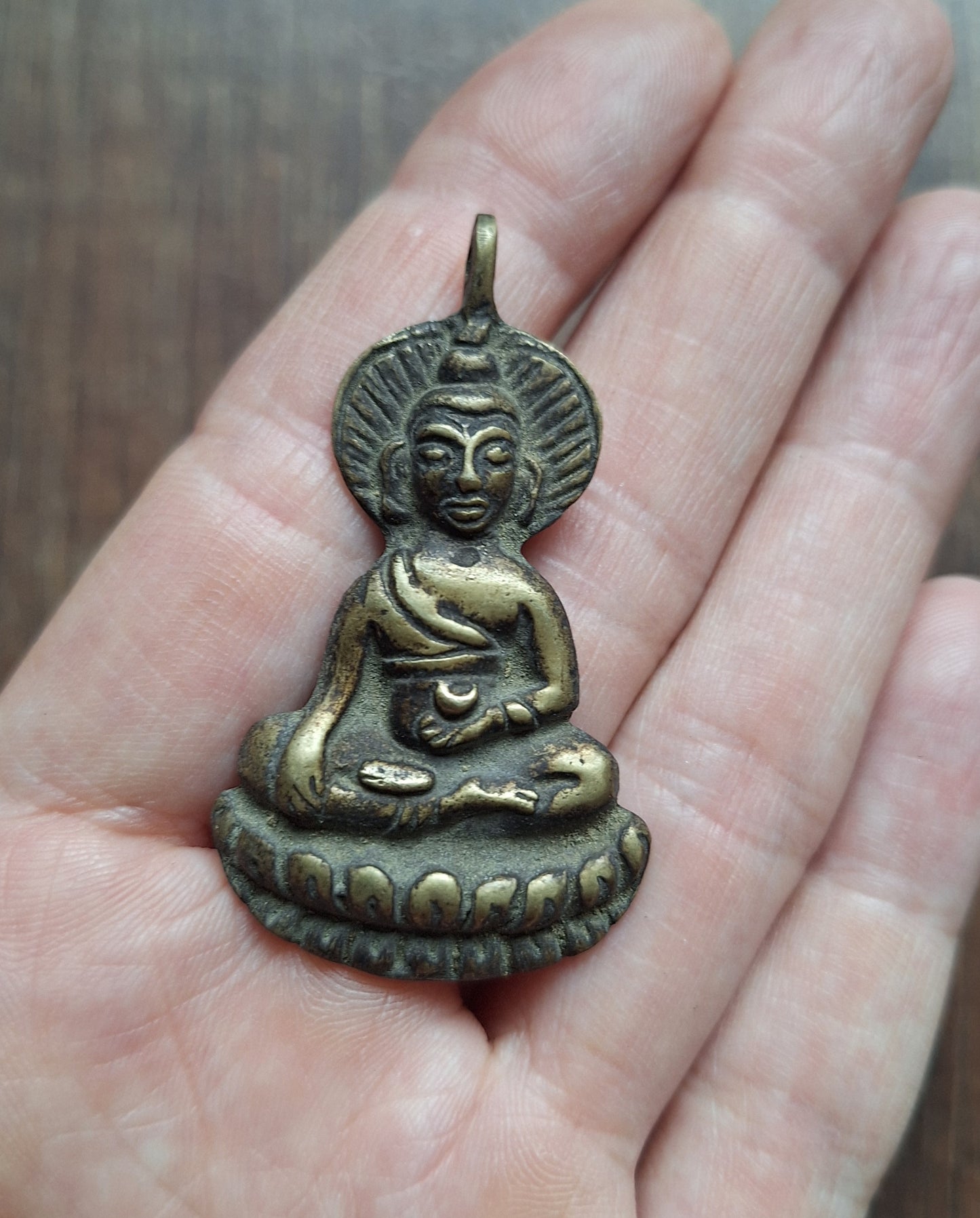 Vintage bronze pendant Shakyamuni Buddha