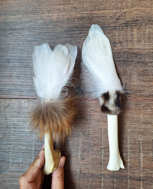 Bone feather fan Swan