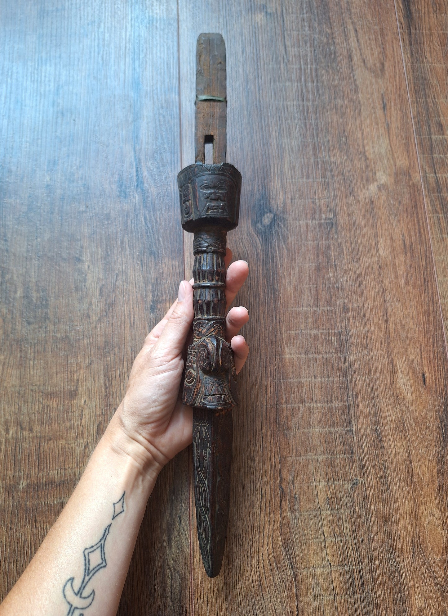 Vintage Nepalese dhyangro drum handle #2