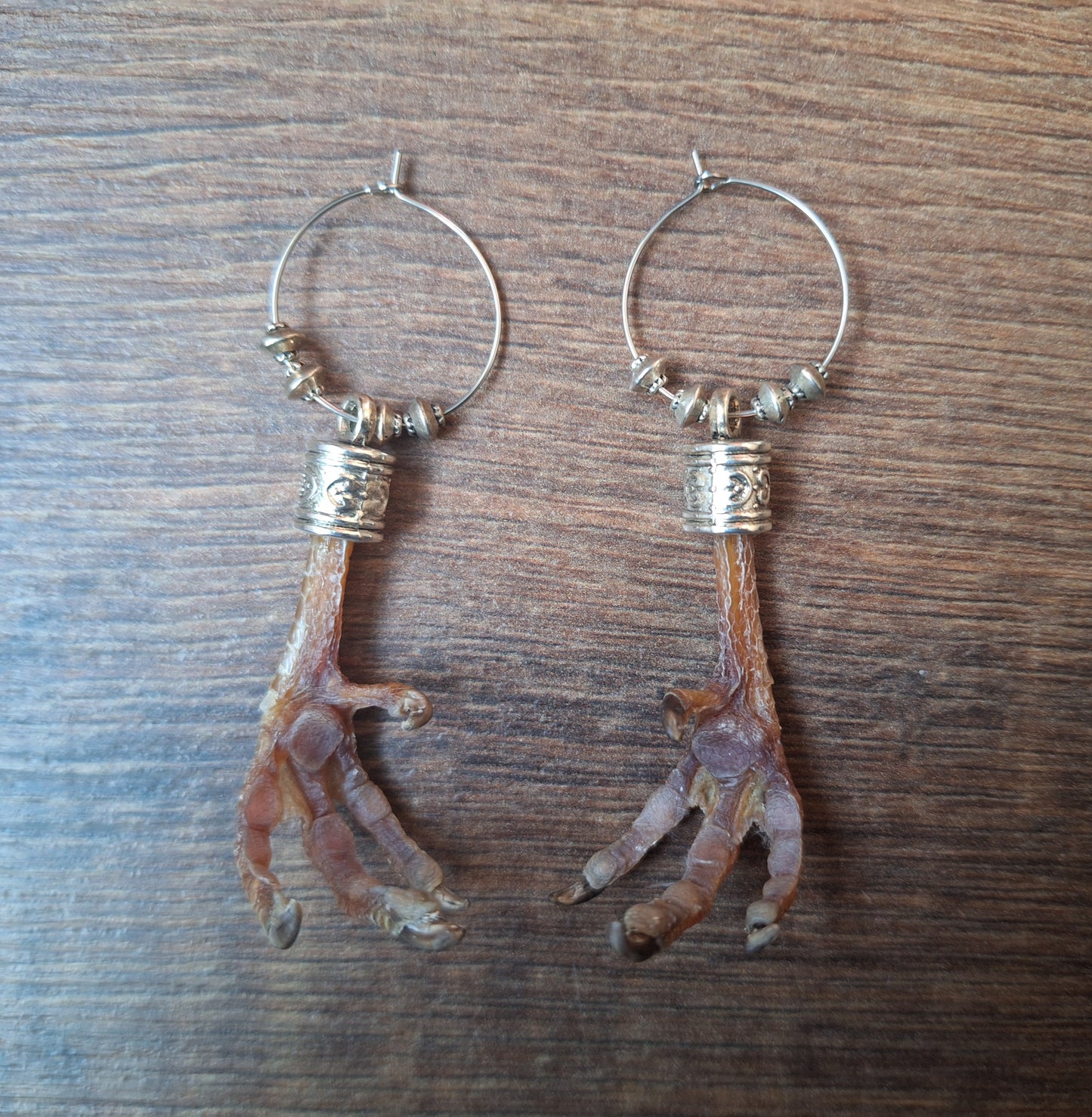 Partridge feet amulet earrings