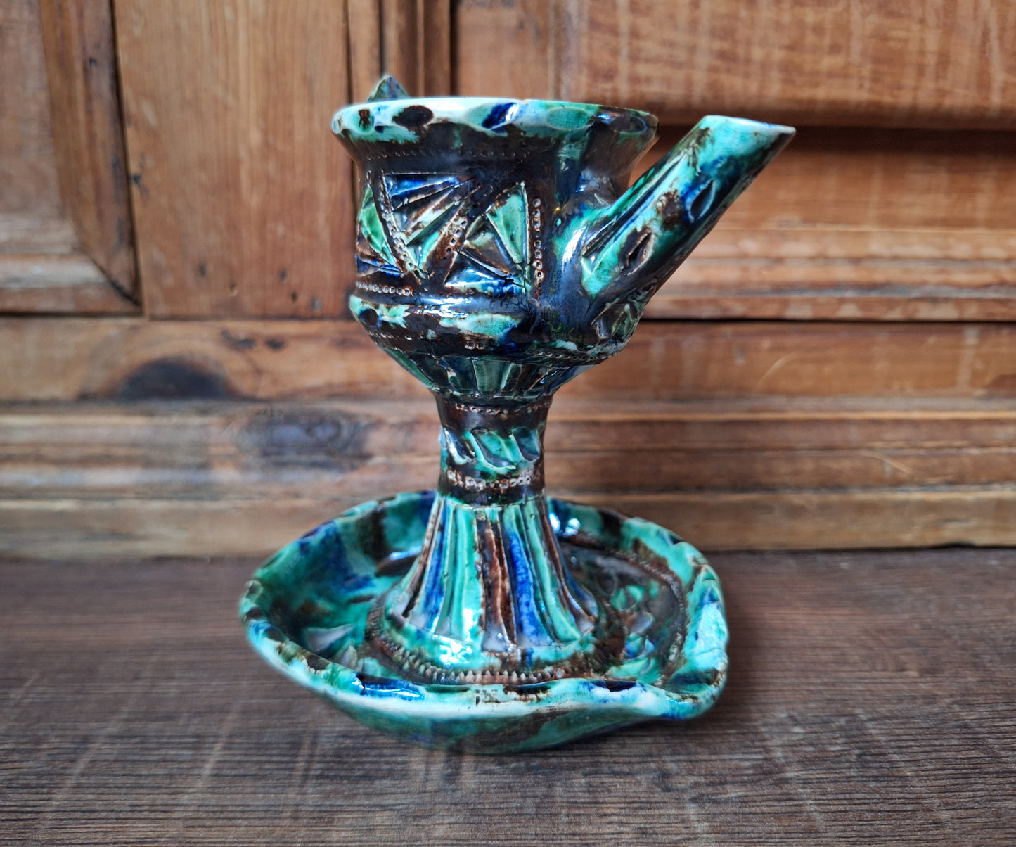 Vintage Frysian ceramic oil lamp