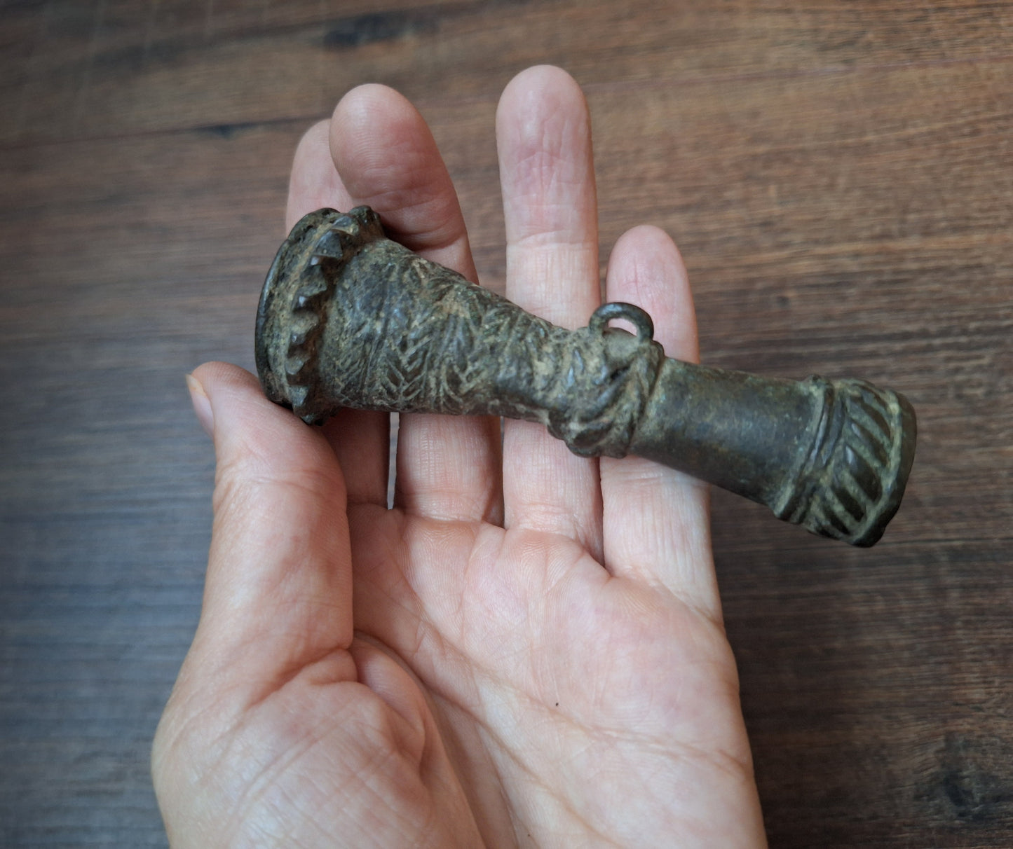 Antique bronze chillum pipe #1