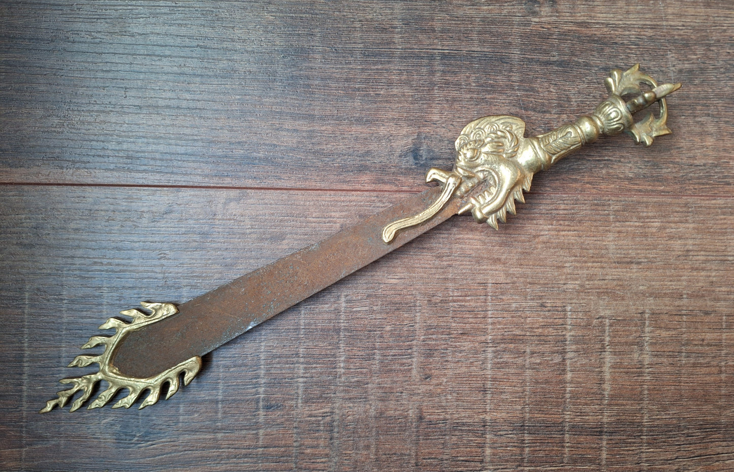 Vintage Tibetan iron and brass khadga #2