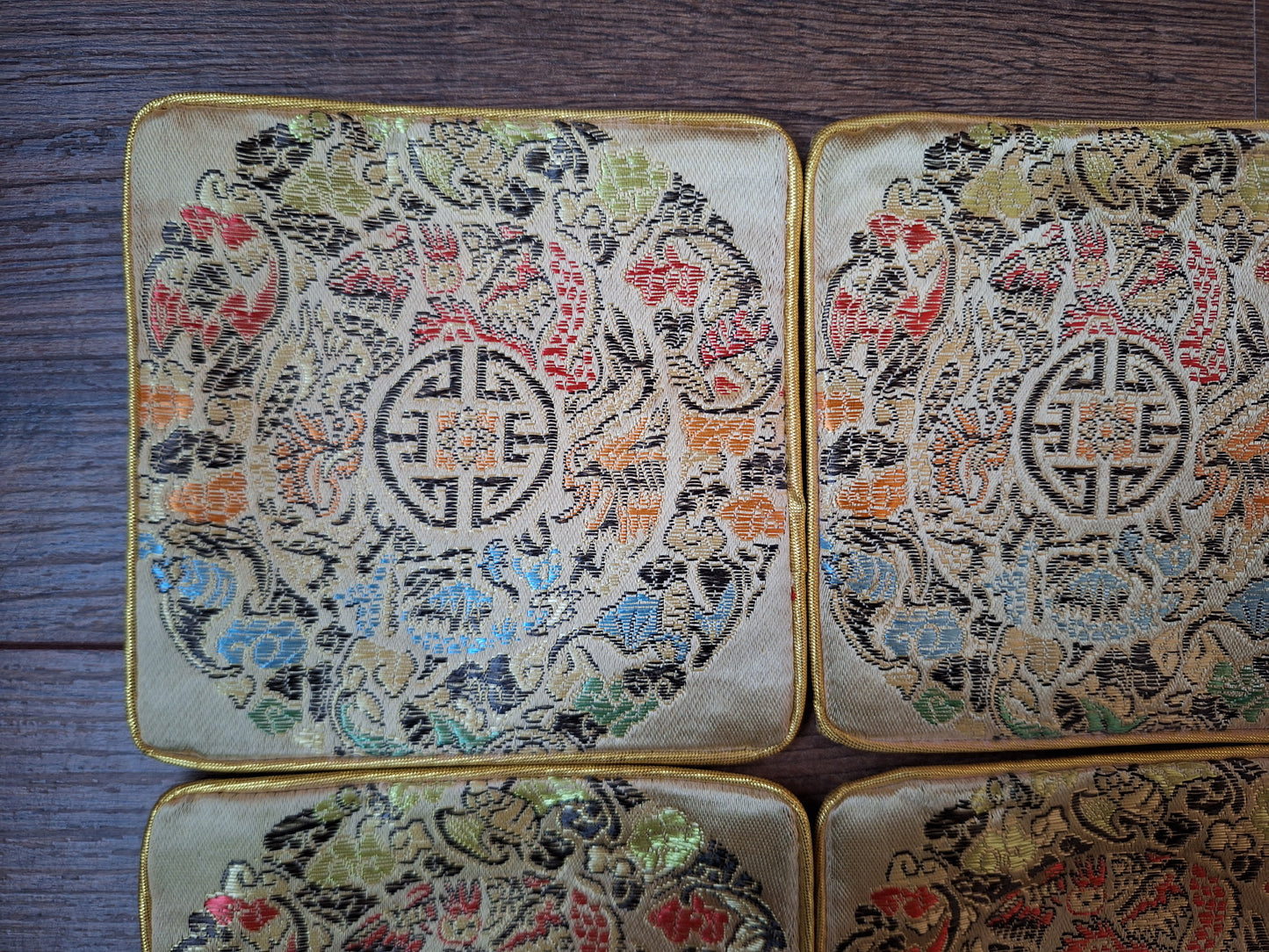 Chinese brocade coasters, set of 6