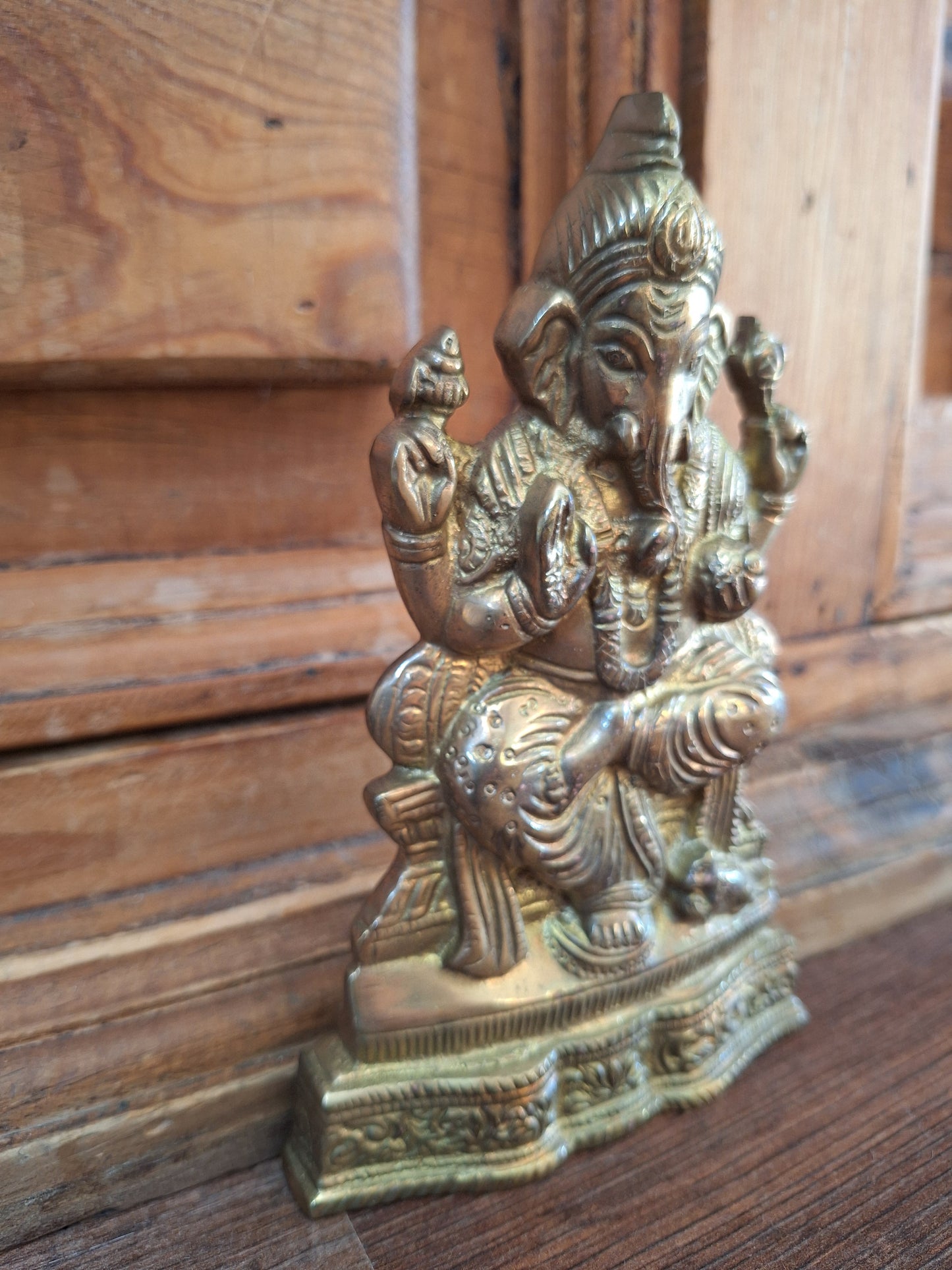 Brass Ganesha flat figurine #2