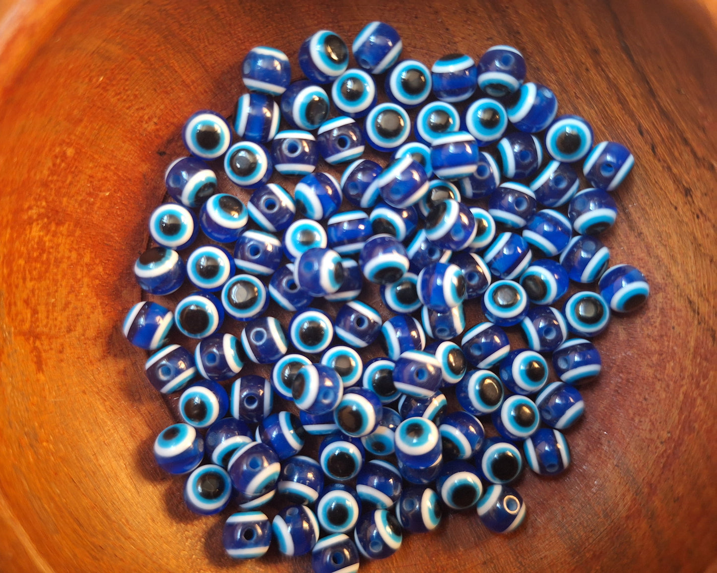Glass beads Eye, dark blue, set of 10