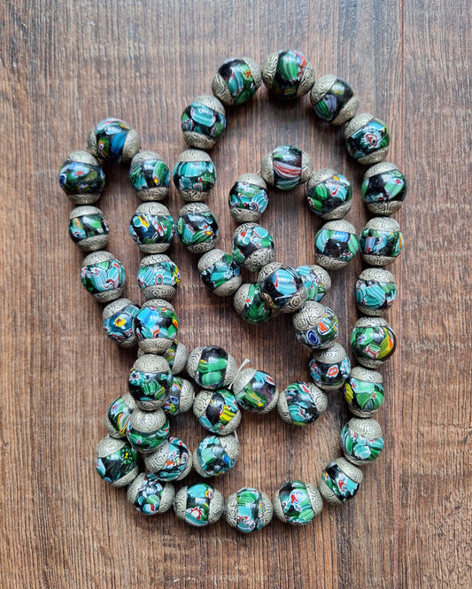 Vintage glass millefiori bead strand