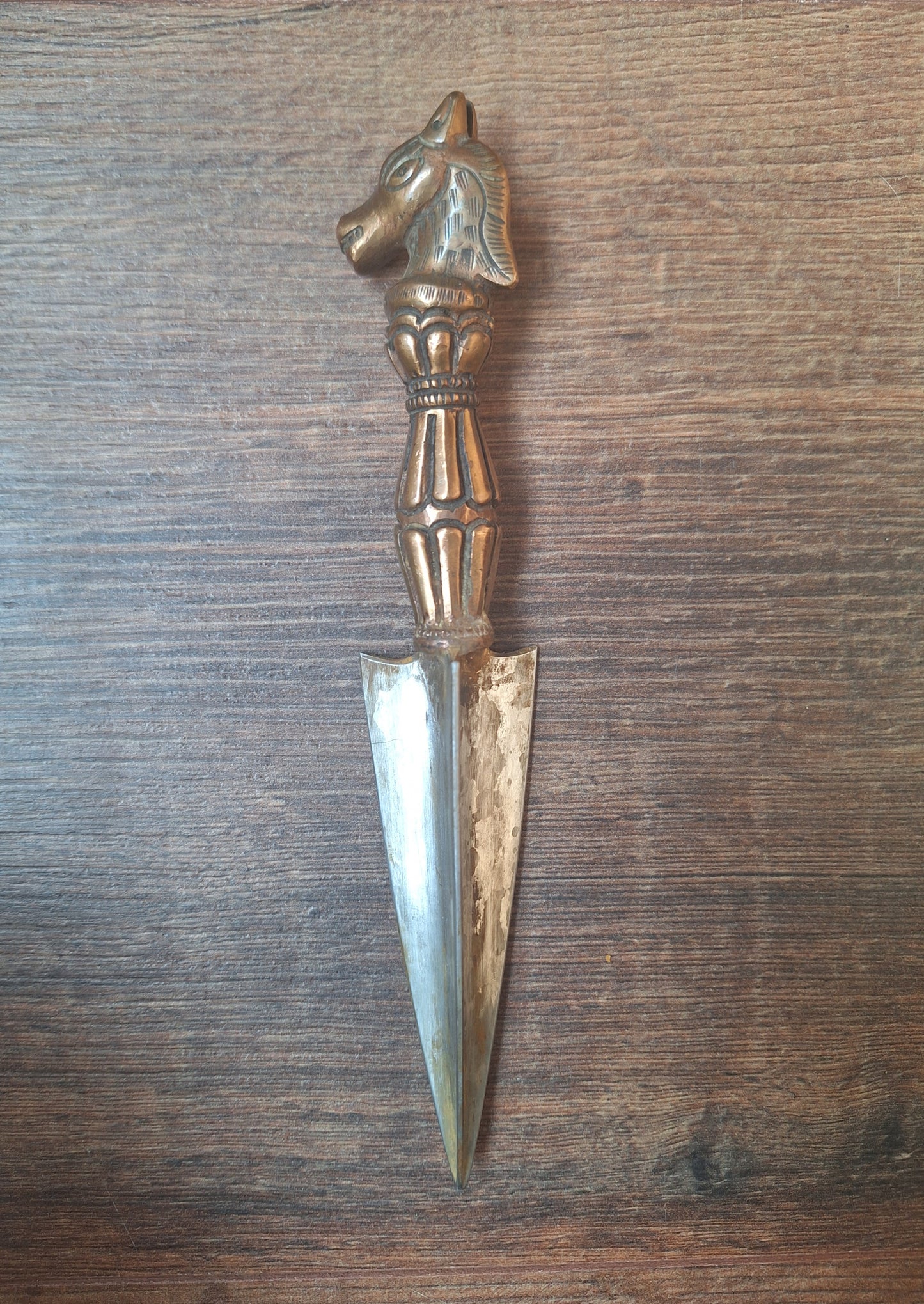 Iron and copper phurba Hayagriva