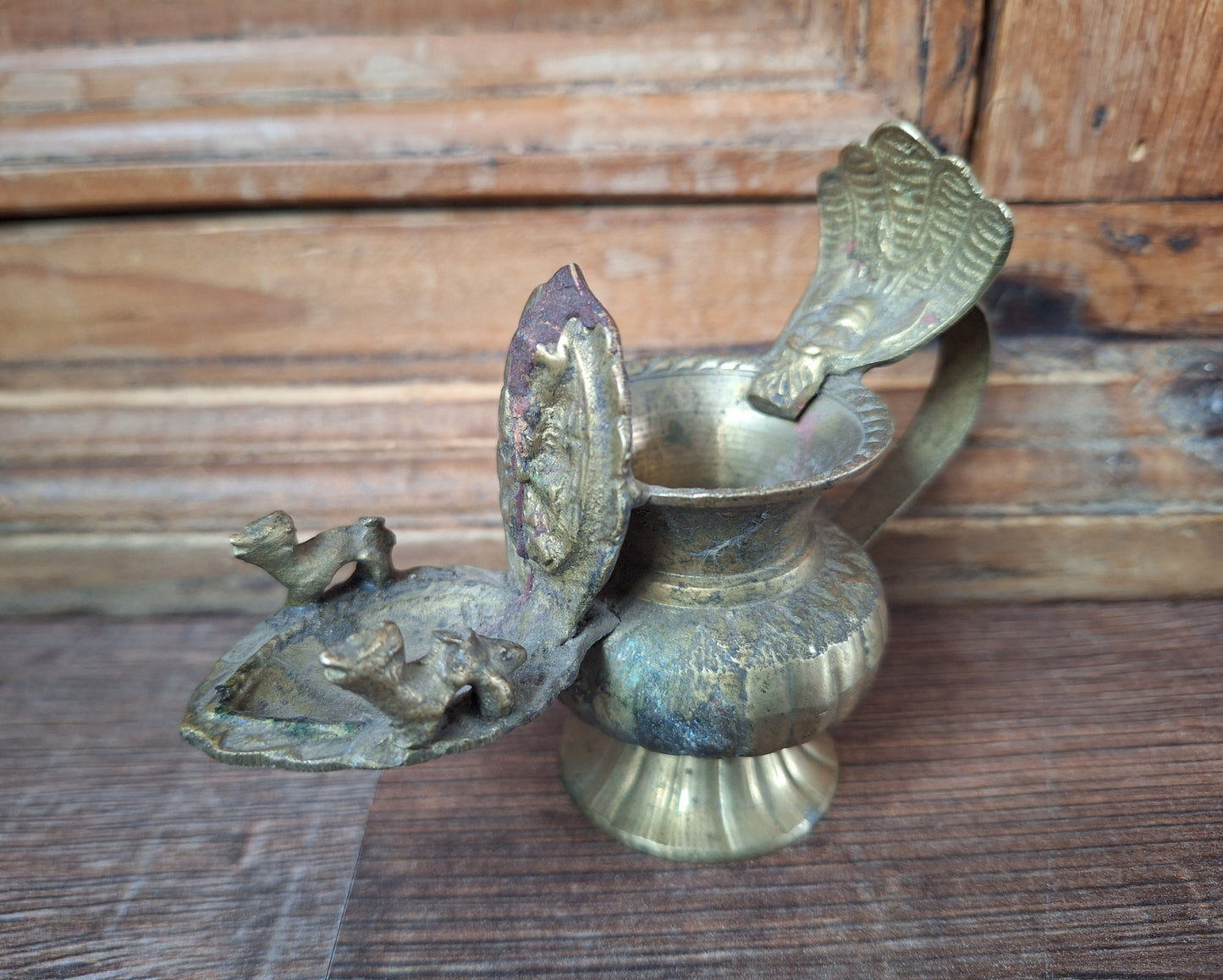 Vintage brass Nepalese sukunda oil lamp