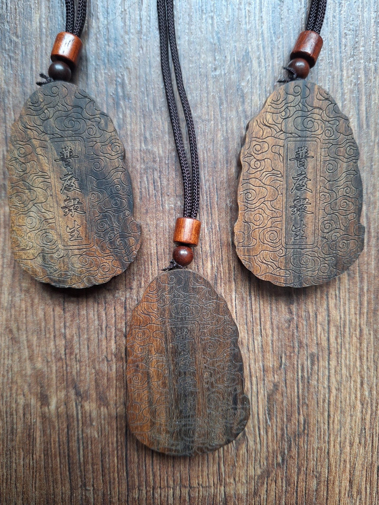 Necklace with wooden pendant Green Tara