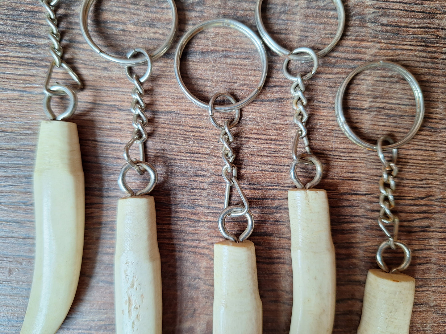 Vintage Tibetan keychain with bone carved tooth
