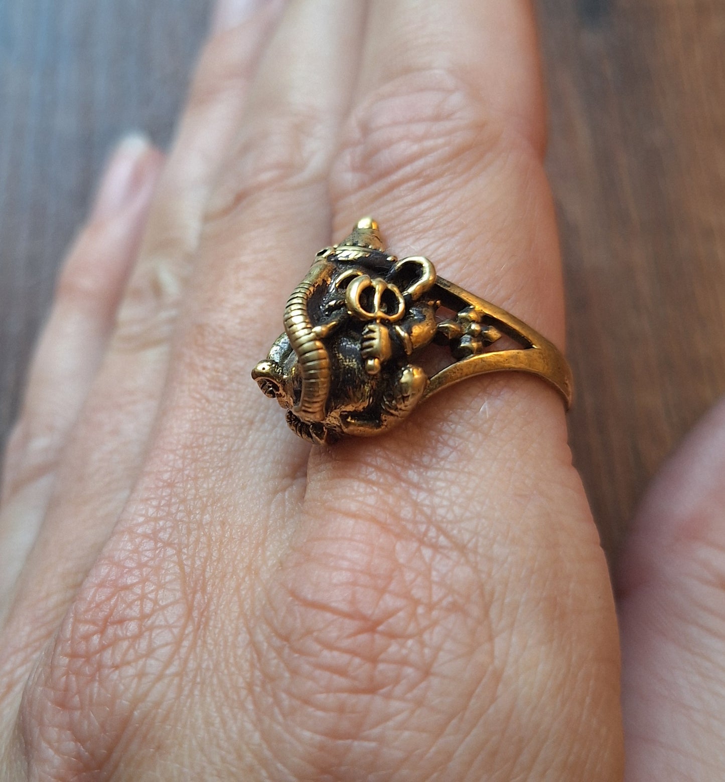 Brass ring Ganesha
