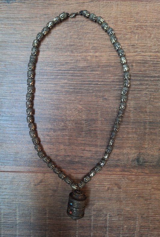 Vintage buddha head necklace with mantra locket, crafting project